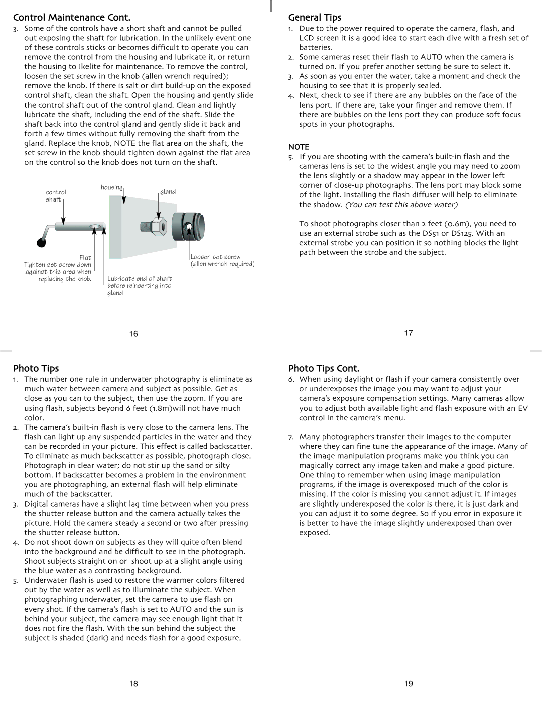 Ikelite SD630 instruction manual General Tips, Photo Tips 