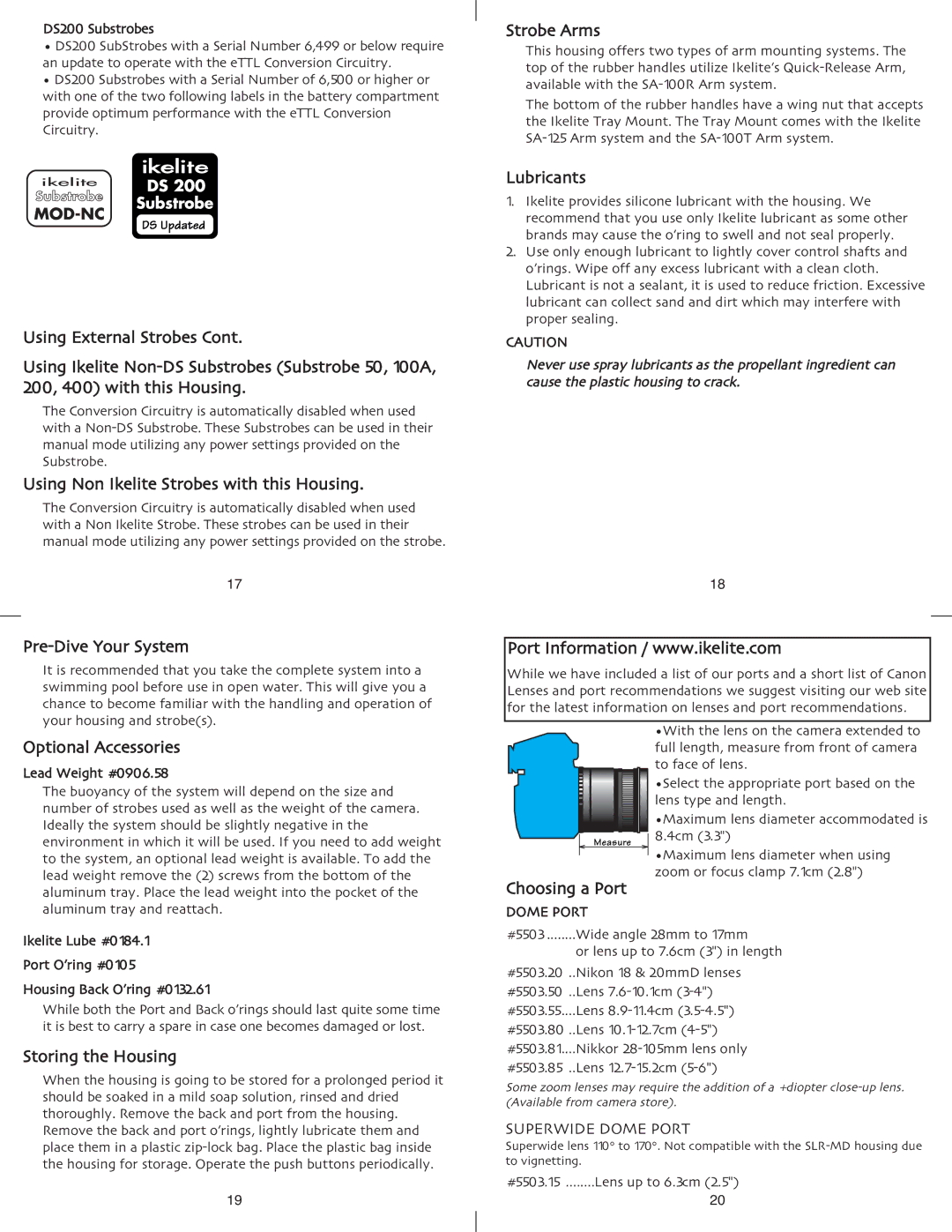 Ikelite SLR-DC instruction manual Strobe Arms 