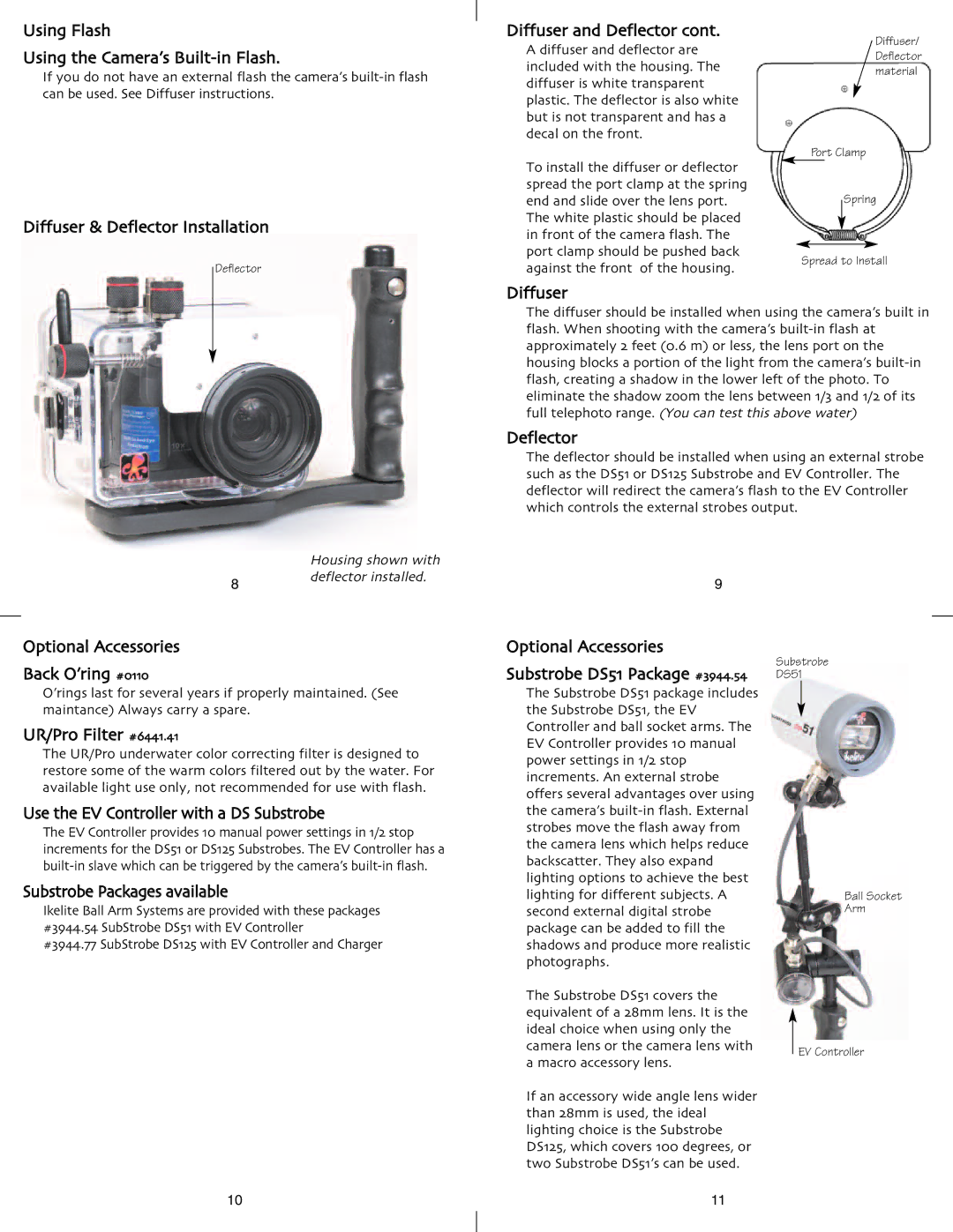 Ikelite SP-500 Using Flash Using the Camera’s Built-in Flash, Diffuser & Deflector Installation, Diffuser and Deflector 