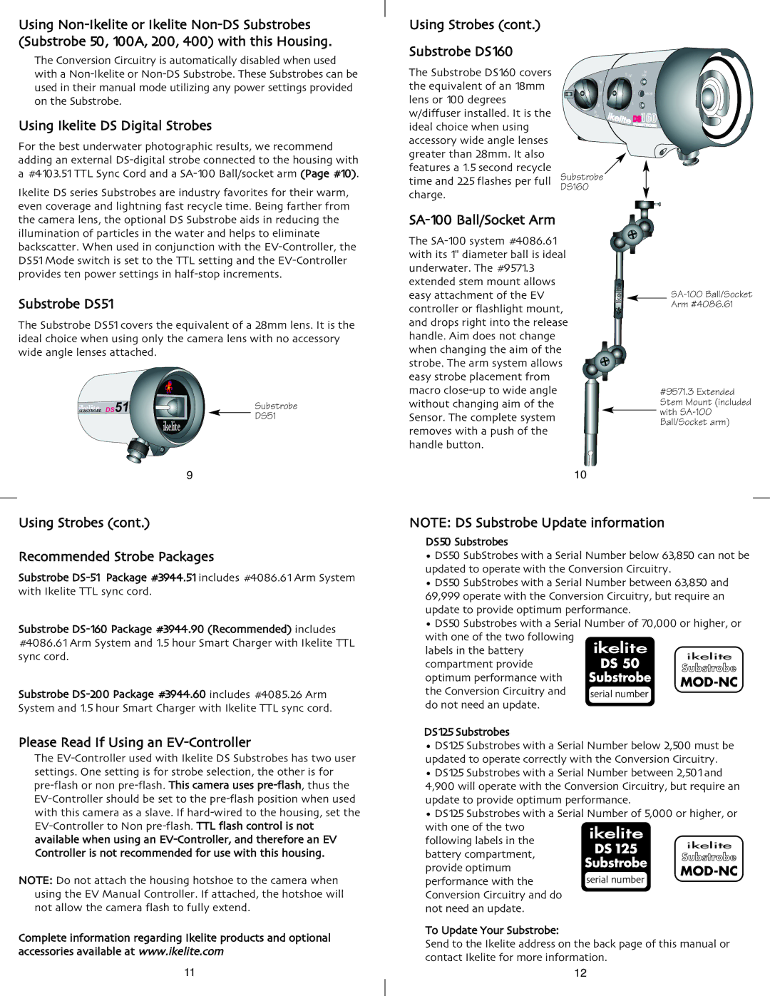 Ikelite SX10 IS instruction manual Using Strobes 