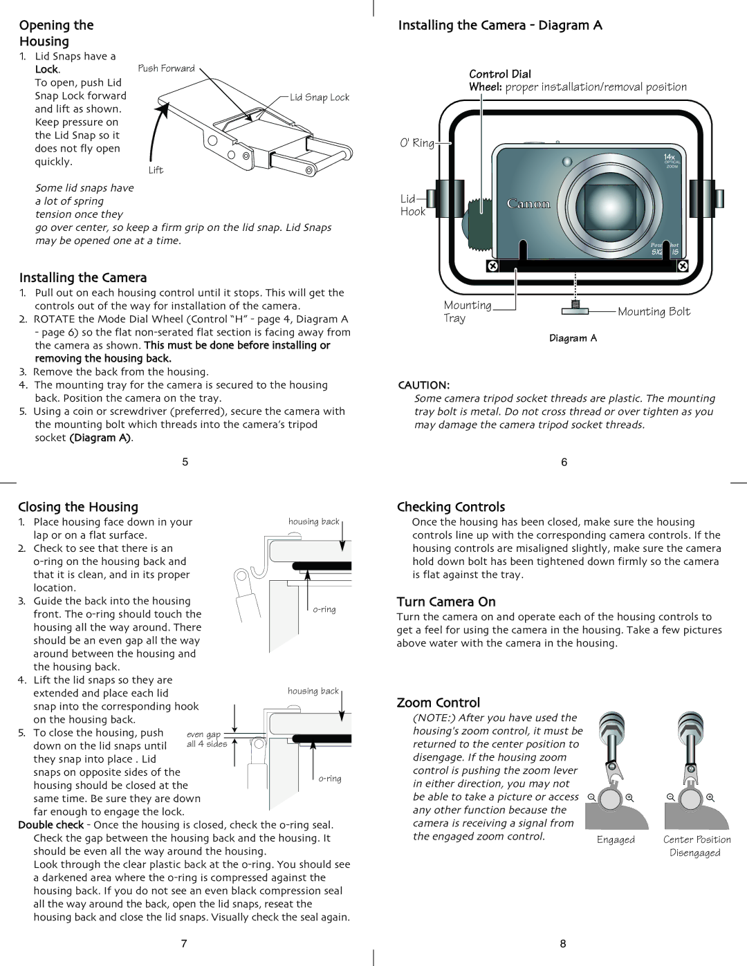 Ikelite SX210 IS instruction manual Housing, Canon 