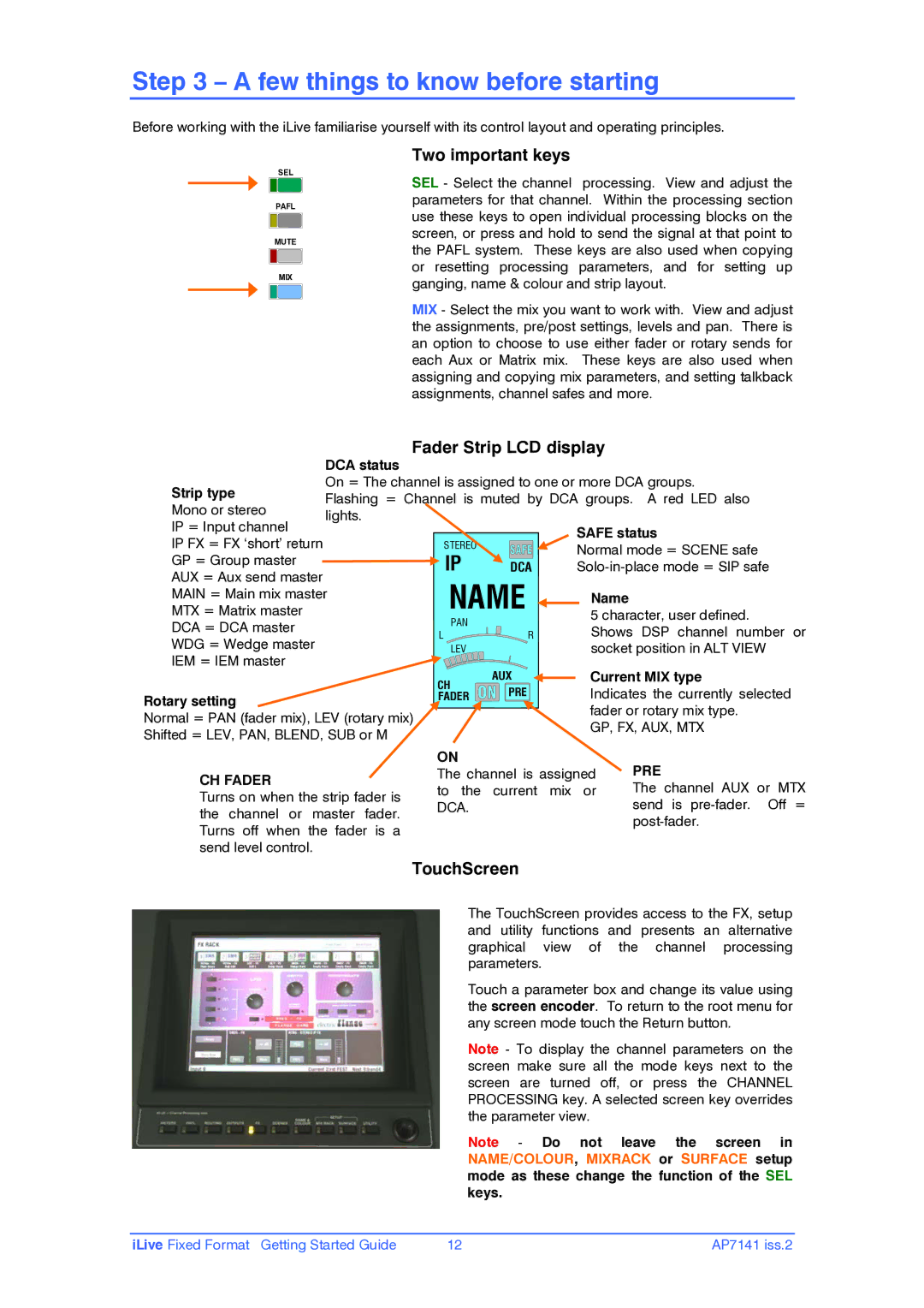 iLive AP7141 manual TouchScreen, Gp, Fx, Aux, Mtx, Dca 