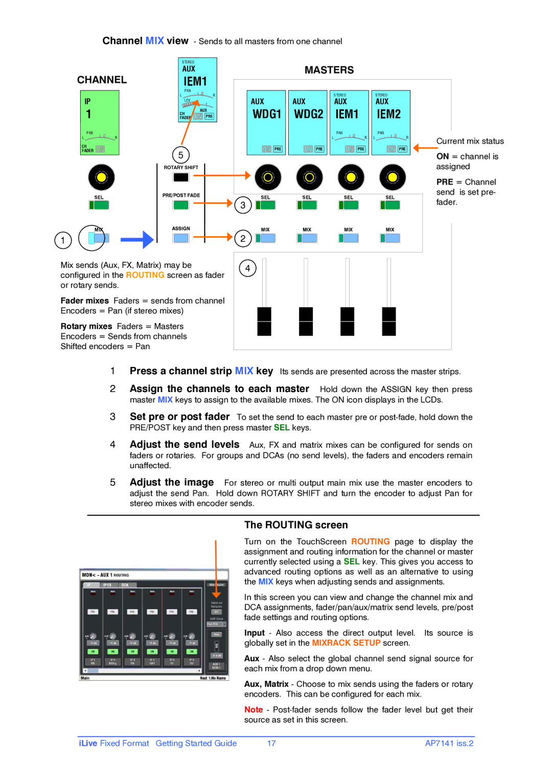 iLive AP7141 manual WDG1 WDG2 IEM1 IEM2, Routing screen 