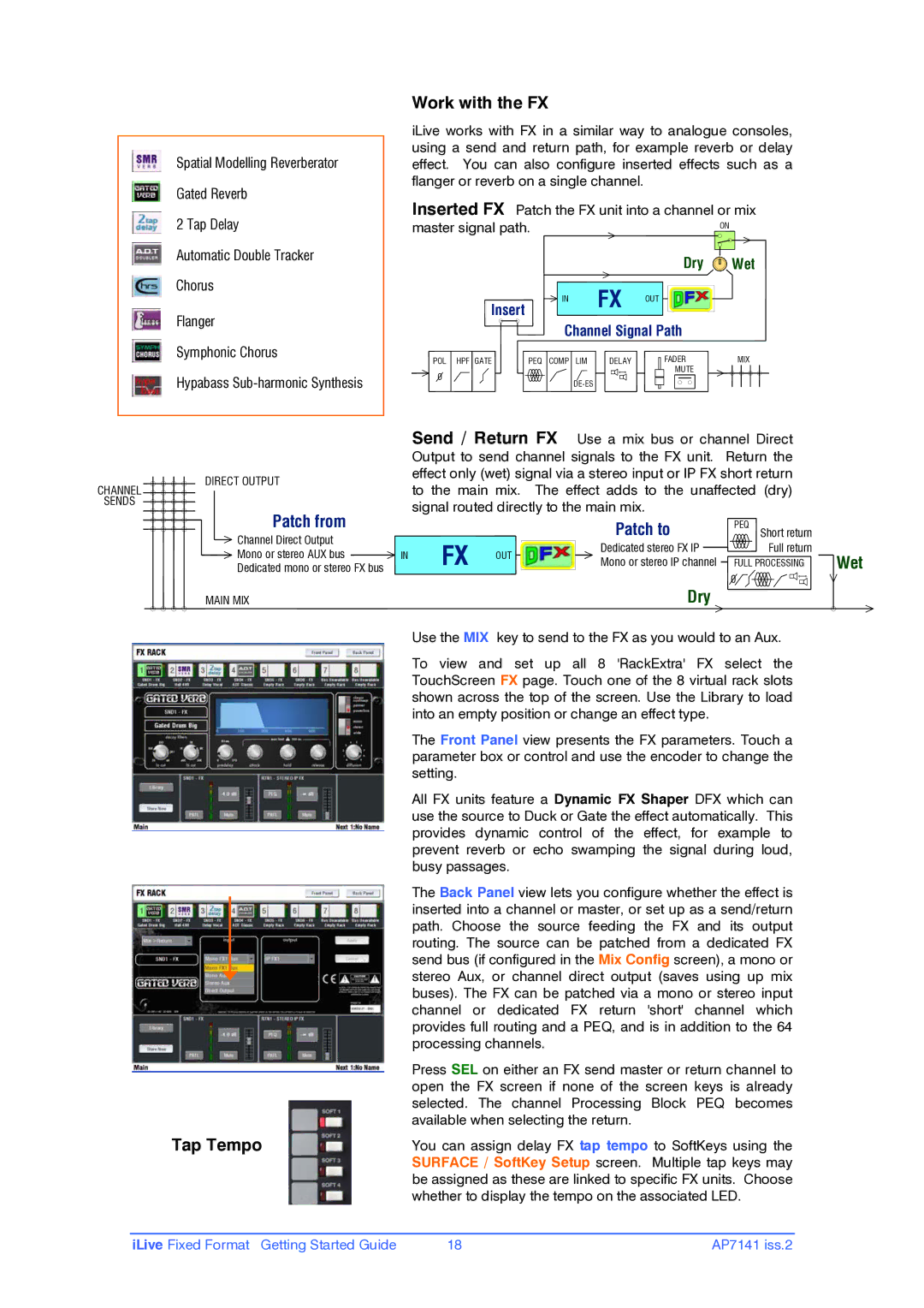 iLive AP7141 manual Work with the FX, Tap Tempo 