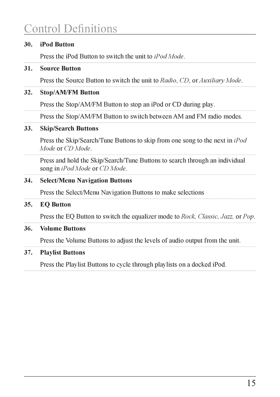 iLive IB319B-IB important safety instructions Skip/Search Buttons, Select/Menu Navigation Buttons, Playlist Buttons 