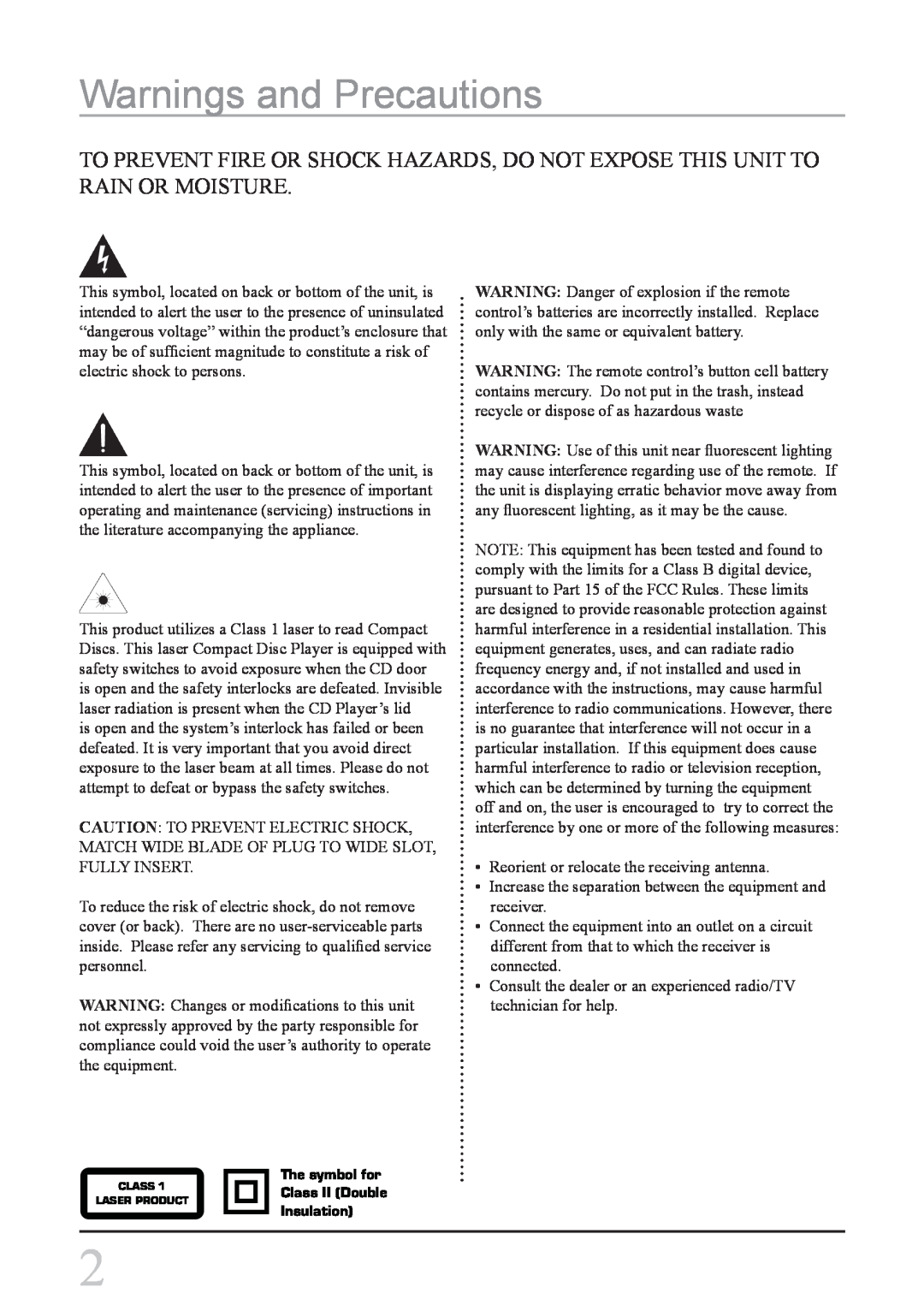 iLive IBCD2817DP instruction manual Warnings and Precautions 