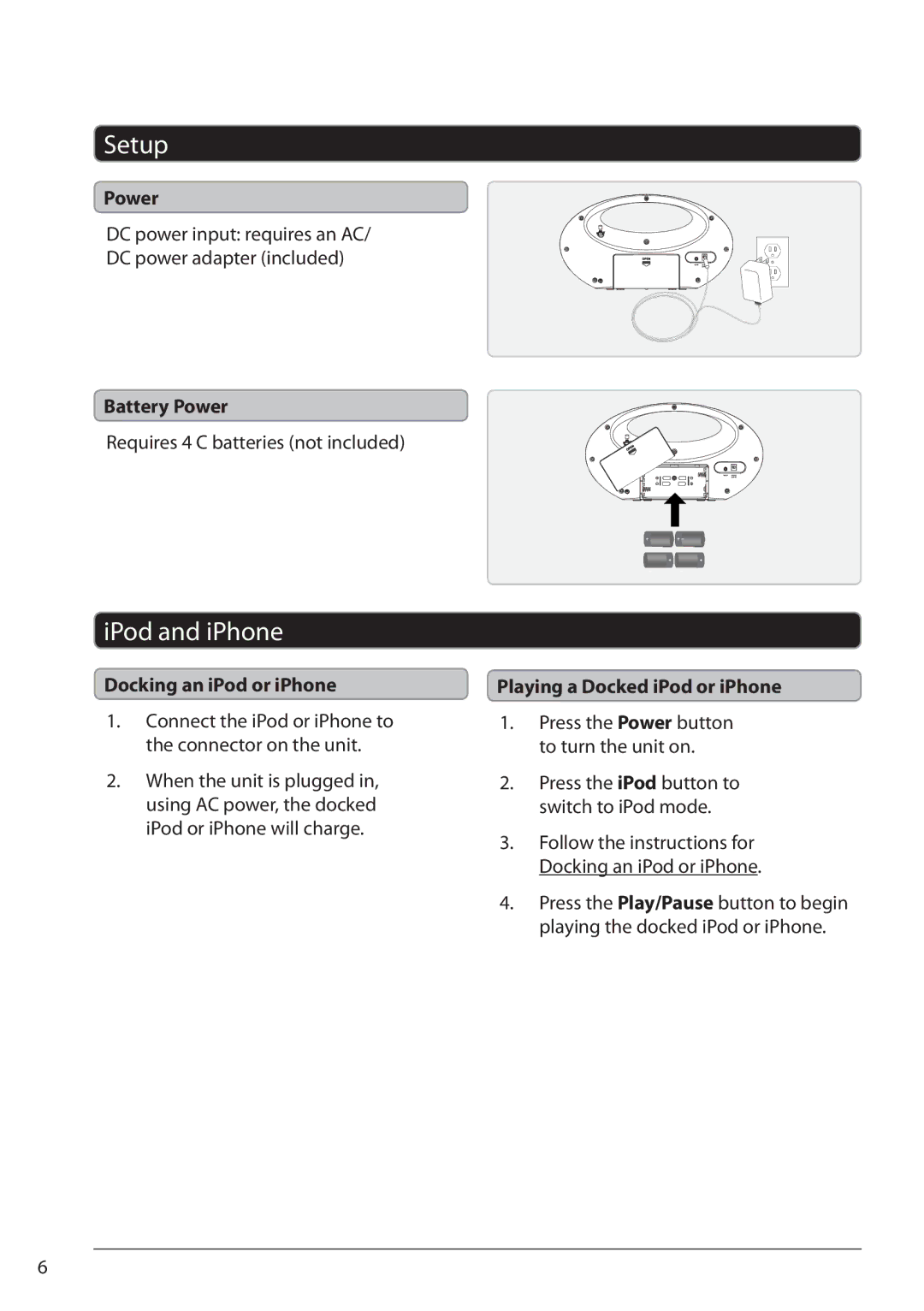 iLive IBP182B manual Setup, IPod and iPhone 