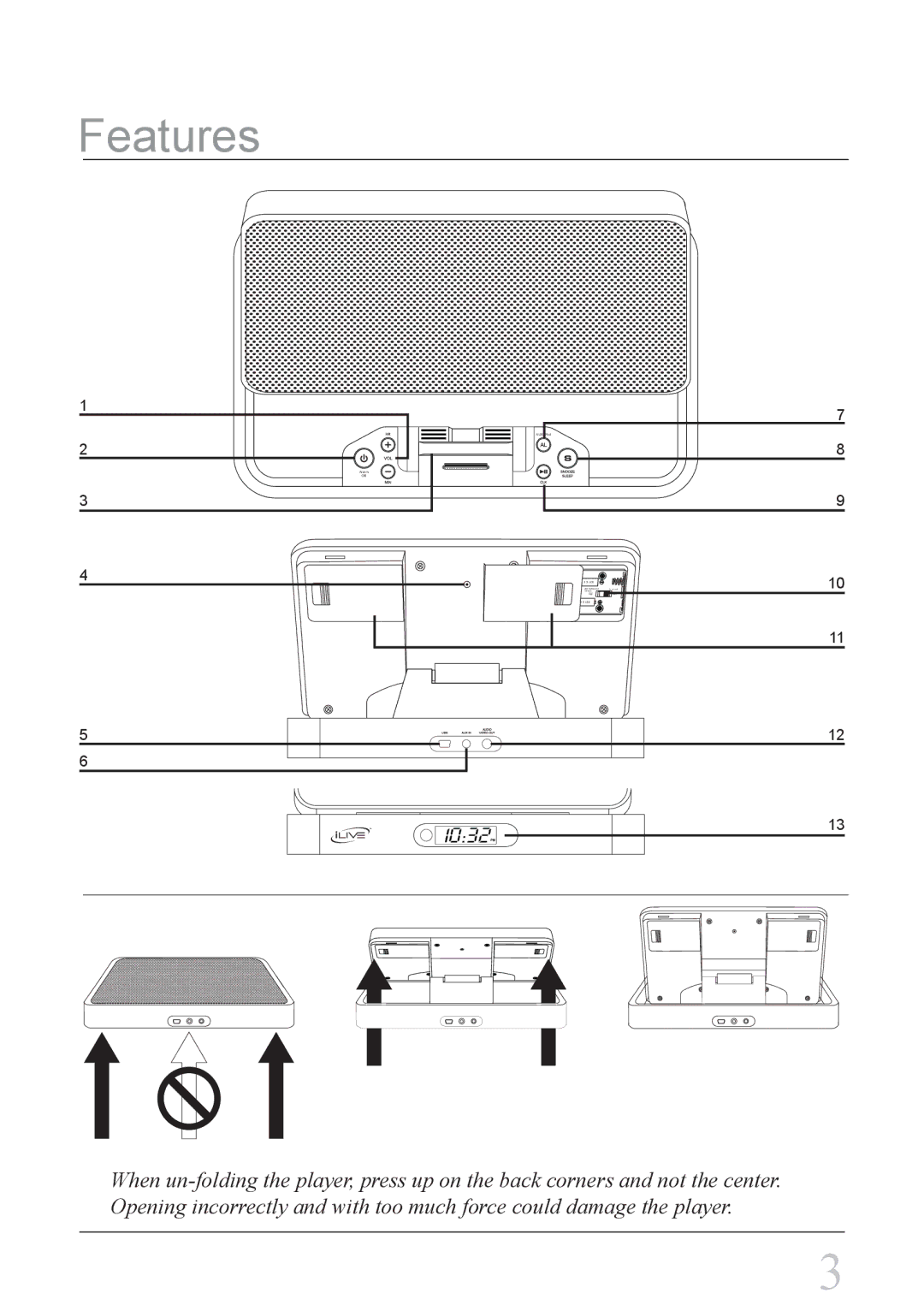 iLive IC2807BLK instruction manual Features 