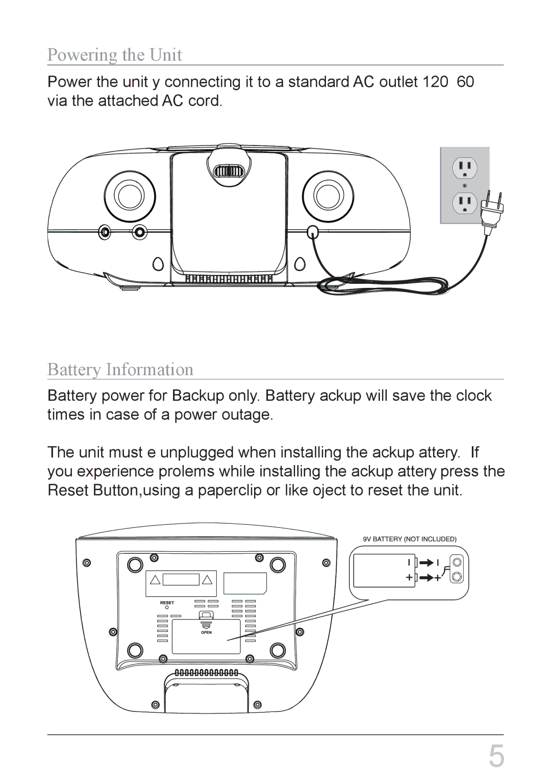 iLive IC308B instruction manual Powering the Unit, Battery Information 