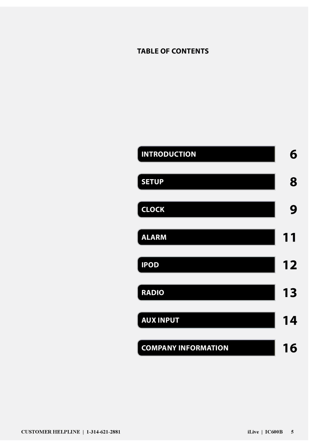 iLive IC600B manual Table of Contents 