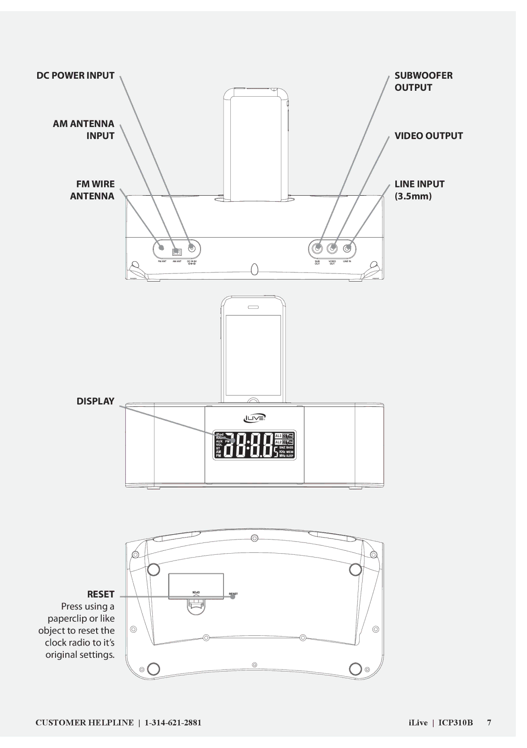 iLive ICP310B manual DC Power Input 