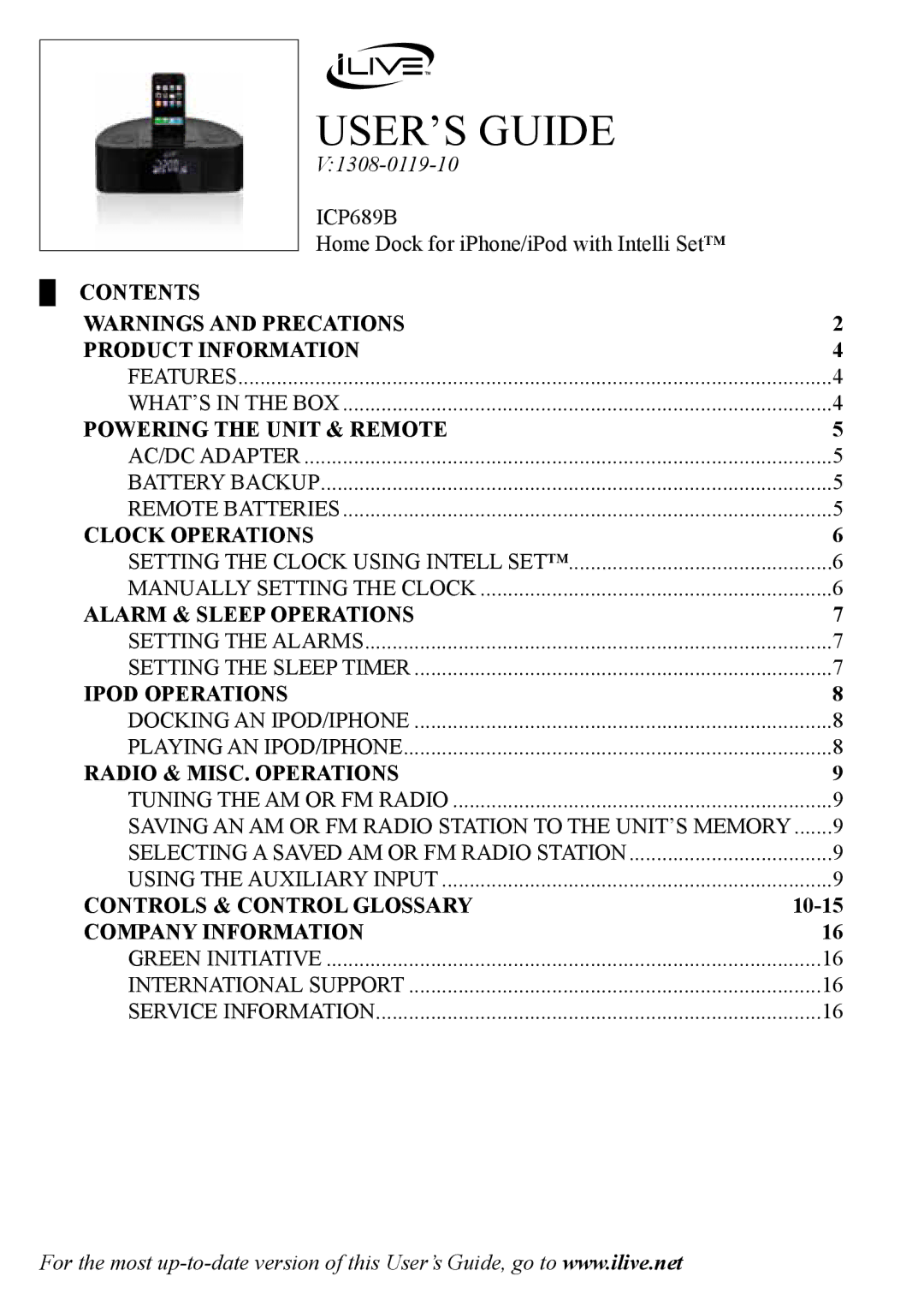 iLive ICP689B manual USER’S Guide 