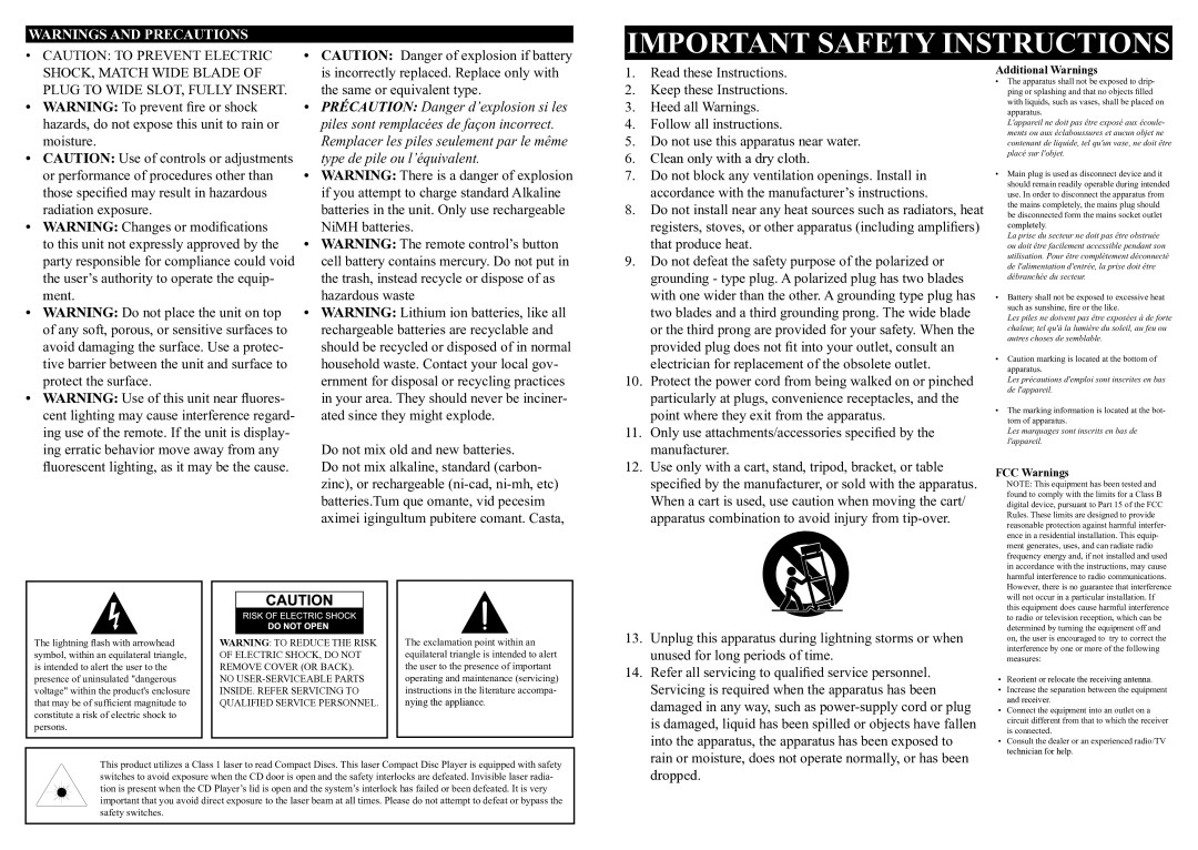 iLive IH319B, 0915-0820-09 manual Important Safety Instructions 