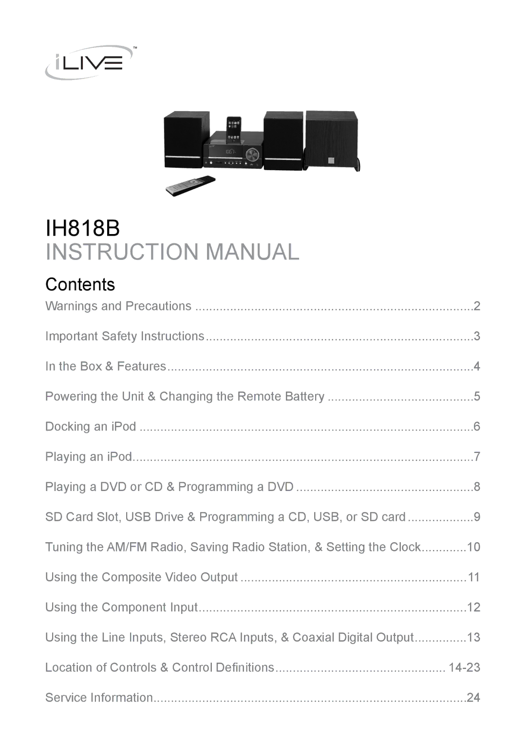 iLive IH818B instruction manual 