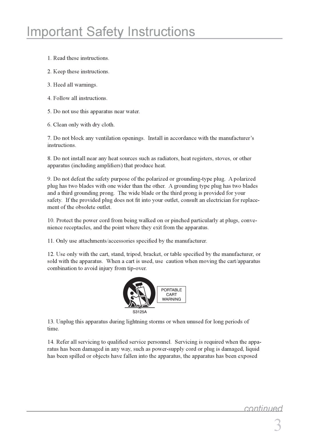 iLive IHS1 IHT3807DT instruction manual Important Safety Instructions 