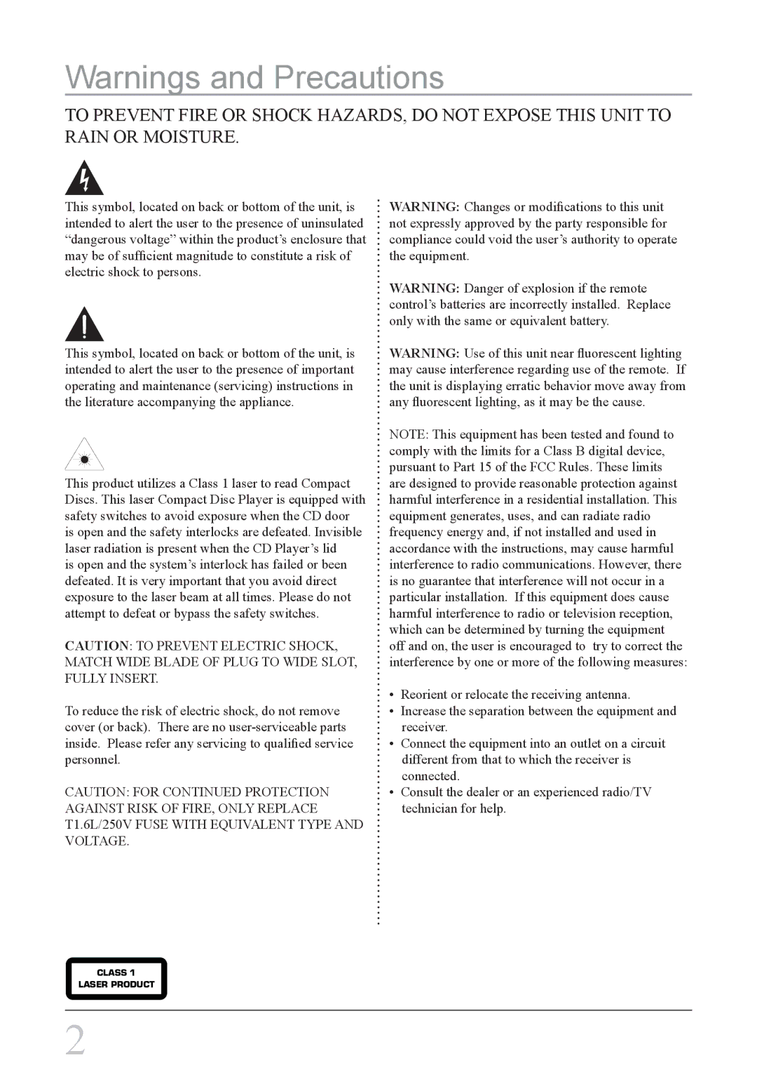 iLive IHT3817DT instruction manual Class Laser Product 