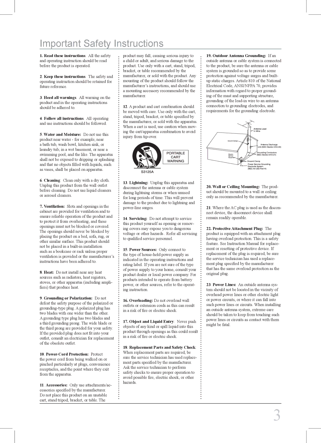 iLive IJ308W instruction manual Important Safety Instructions 