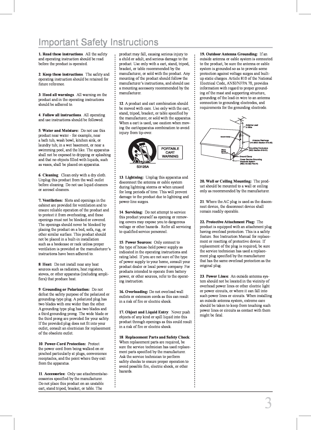 iLive IJ308W instruction manual Important Safety Instructions 