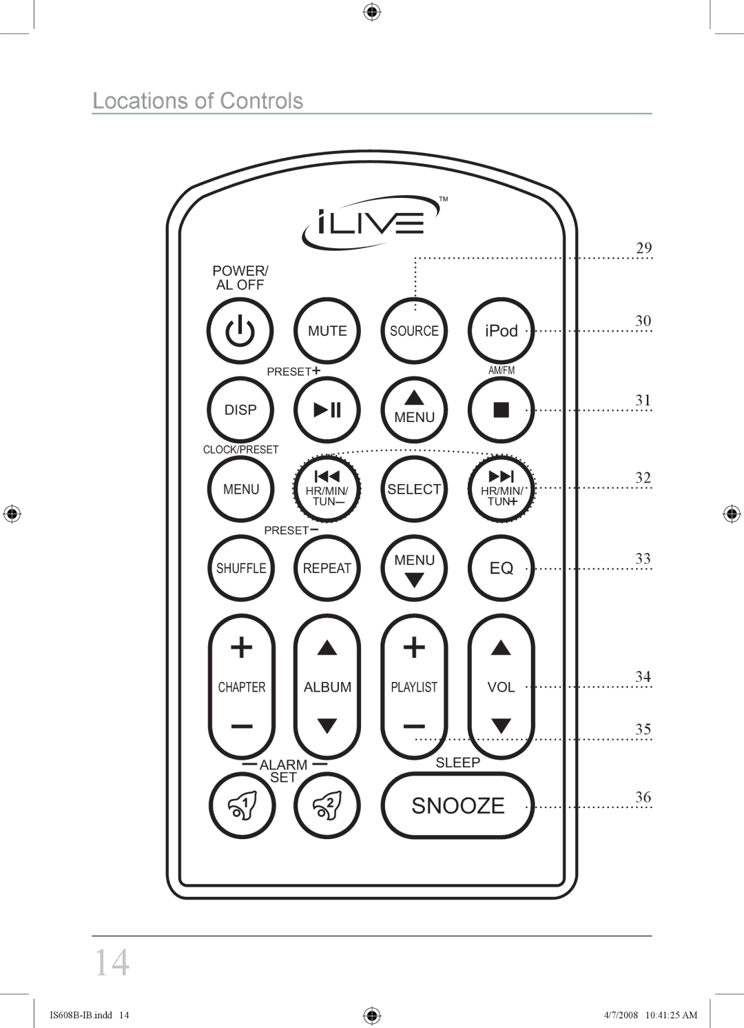 iLive IS608B instruction manual Snooze 