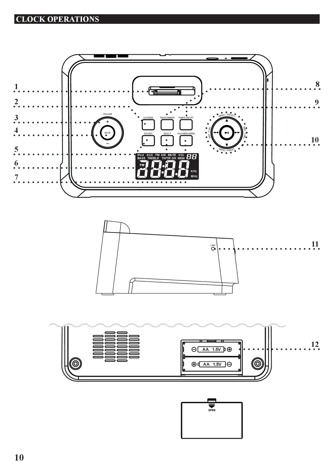 iLive IS819B manual Bass Treble Timer on MEM 