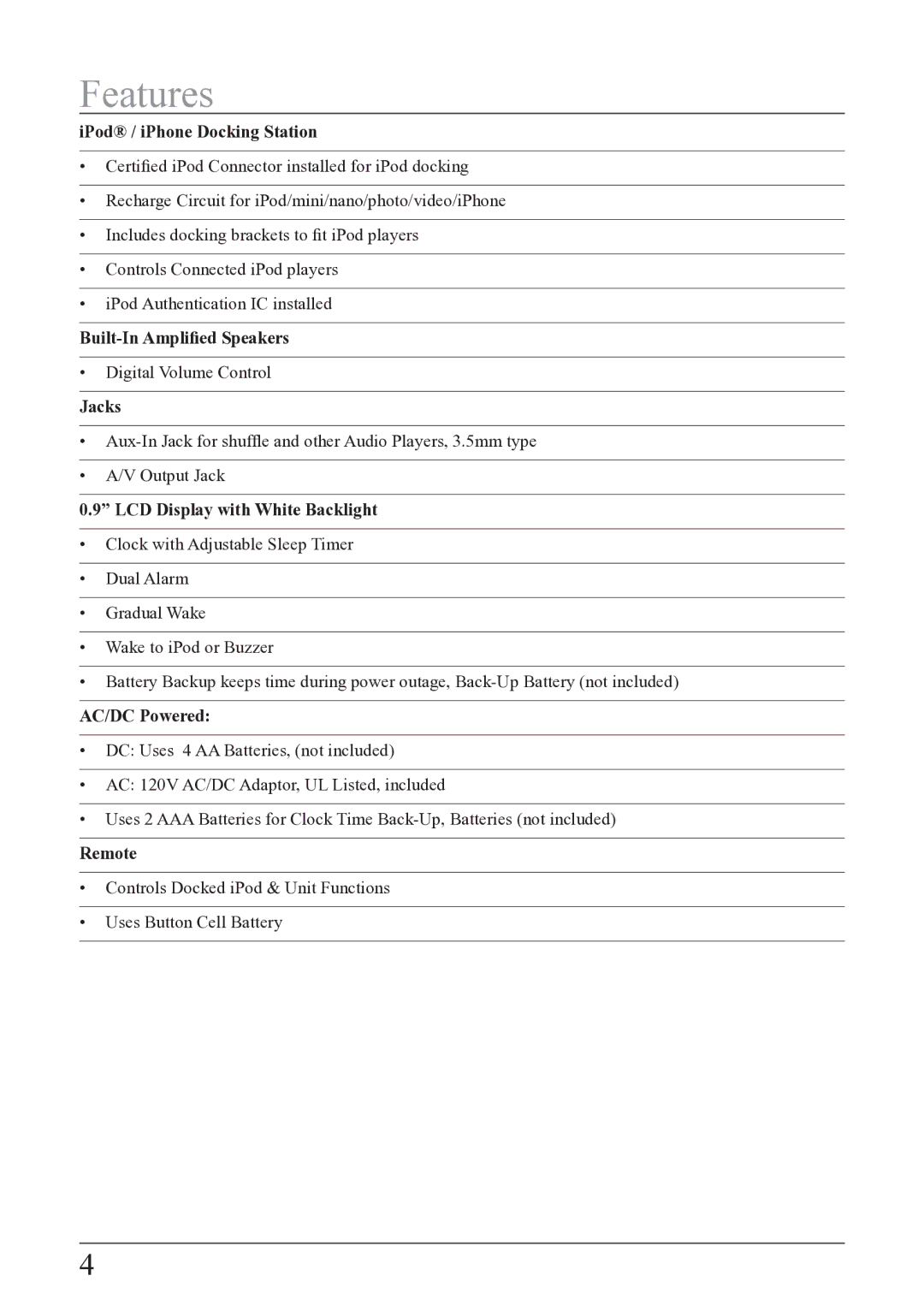 iLive ISP209B manual Features 