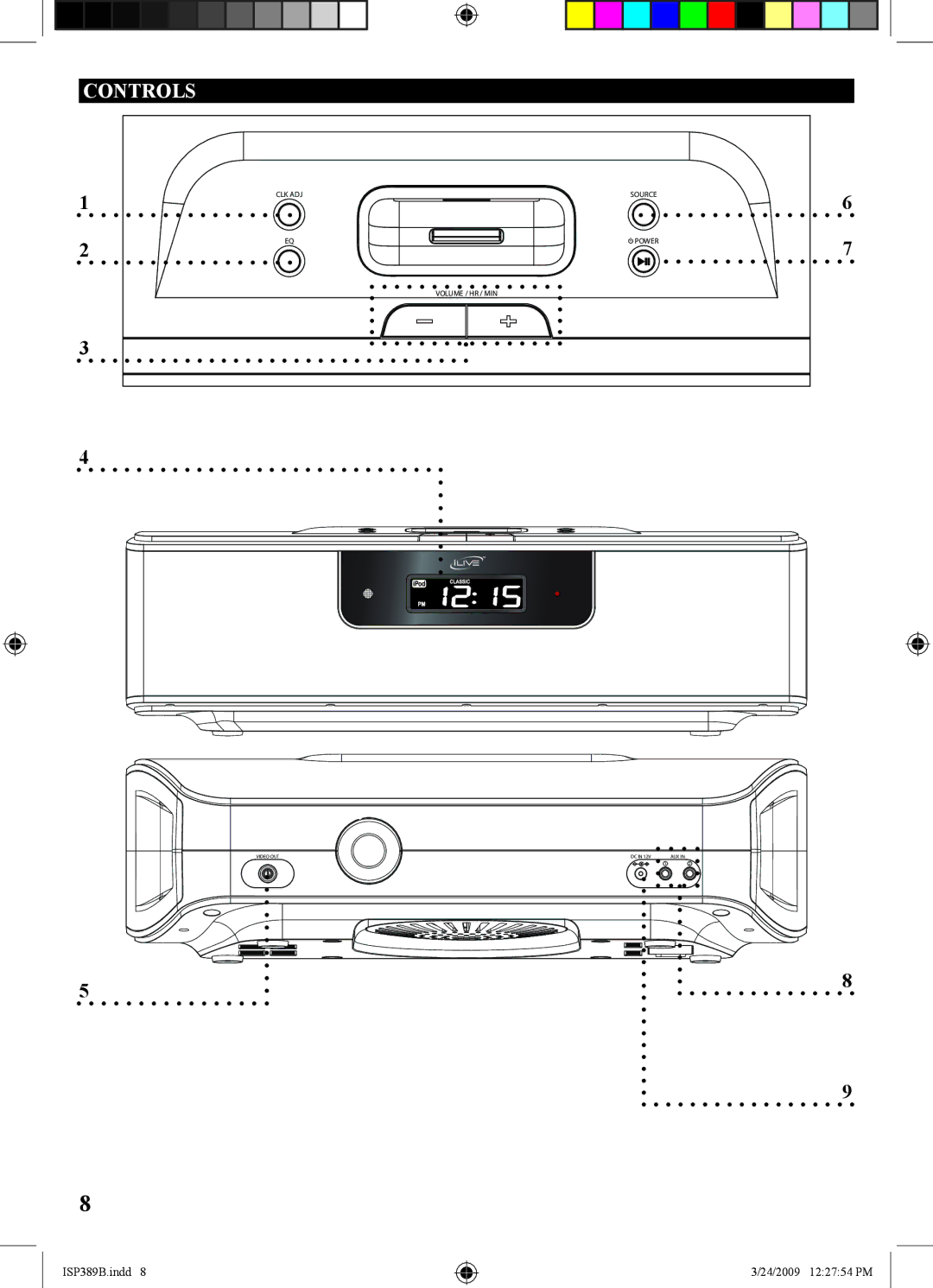 iLive ISP389B, 1227-0324-09 manual Controls 