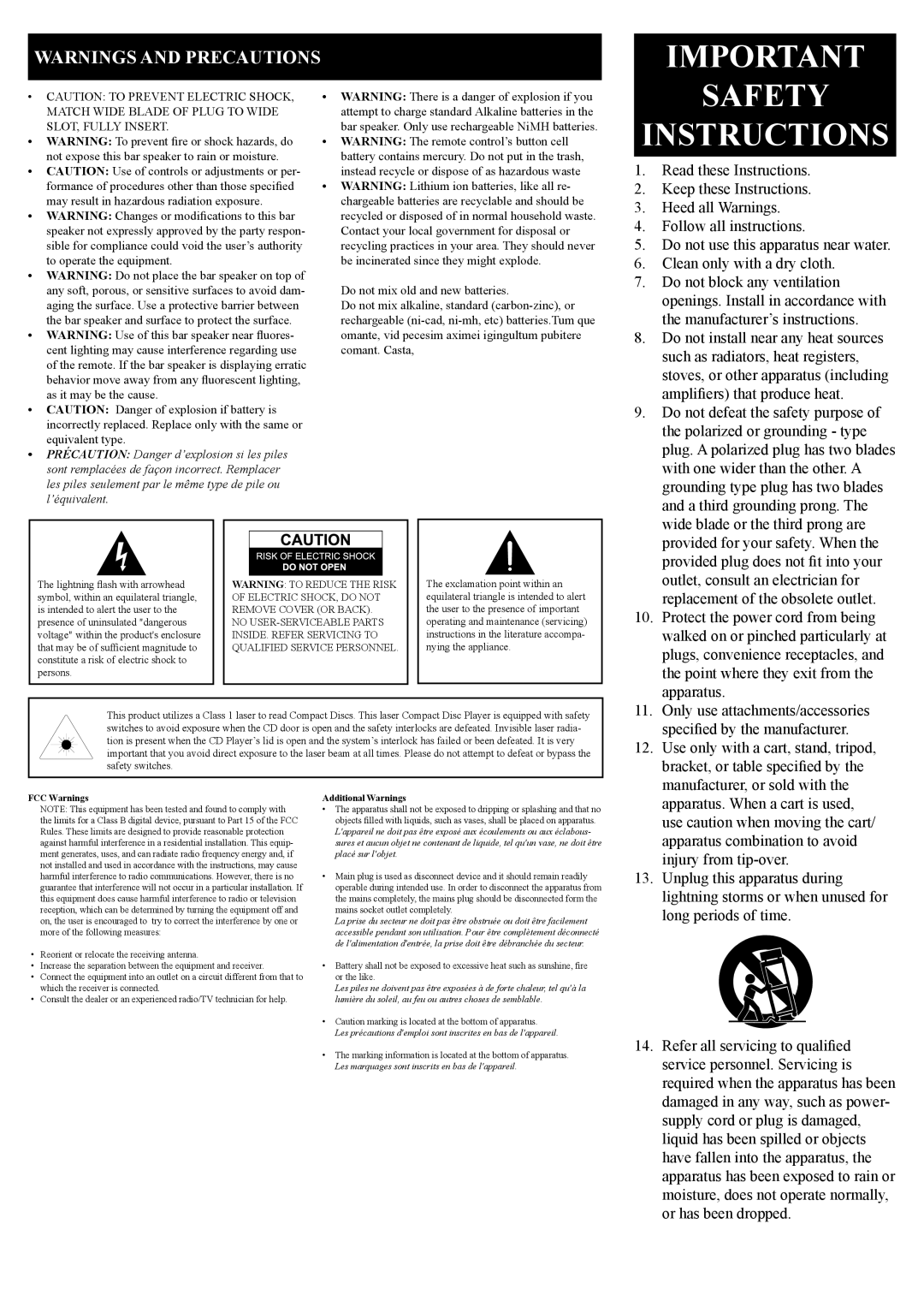 iLive IT209B manual Warnings And Precautions, Safety Instructions 