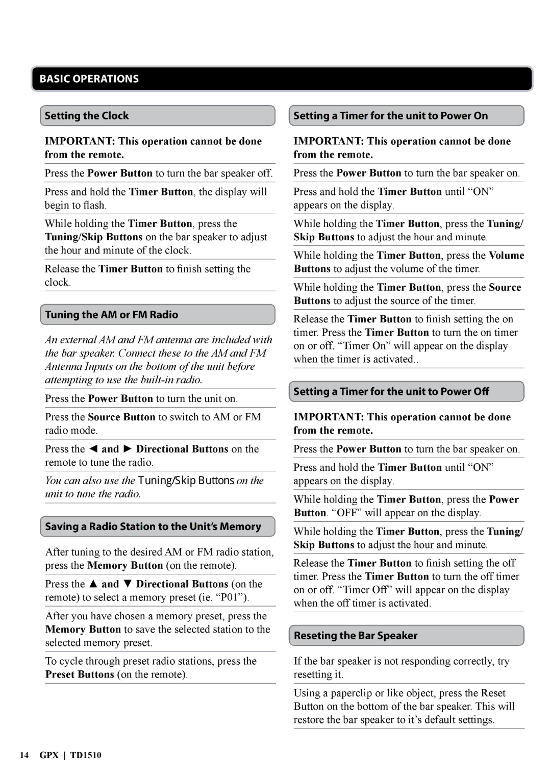 iLive IT319 manual Basic Operations 