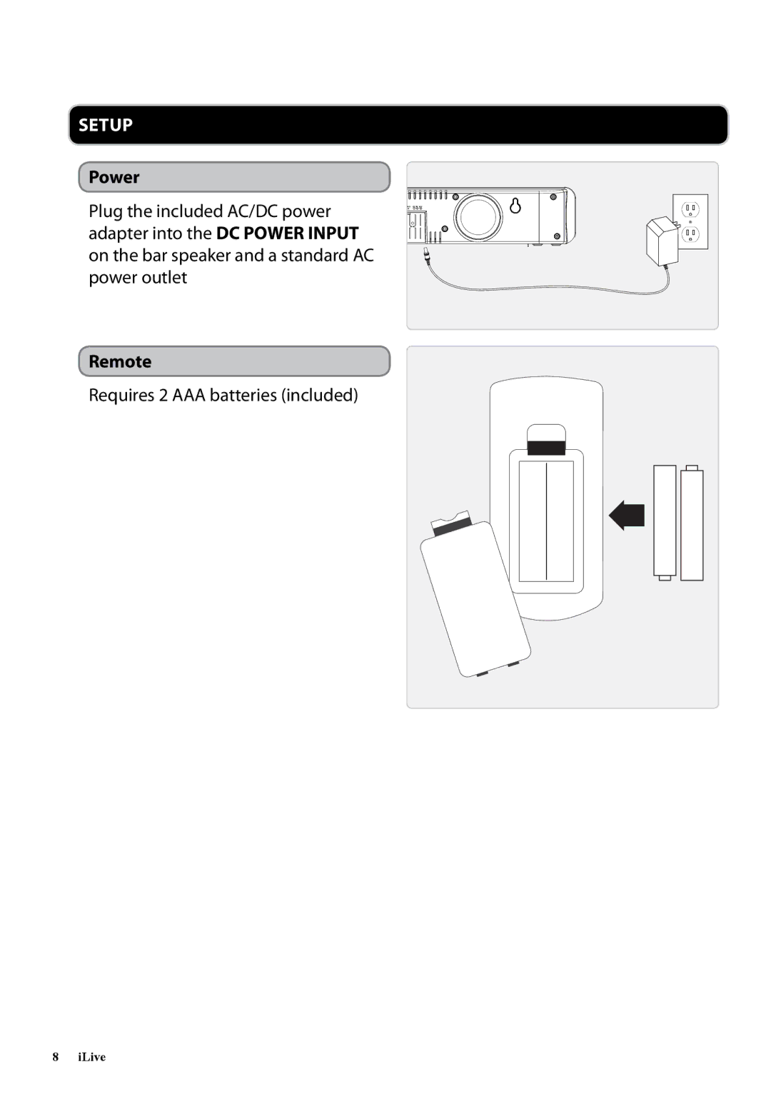 iLive ITP100B manual Power, Remote 