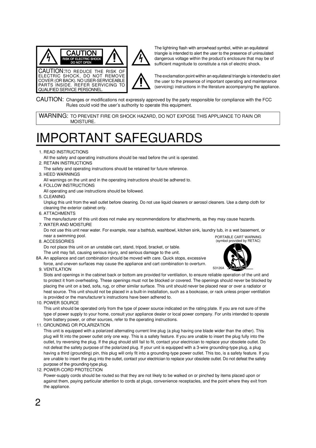 ILO DTV2784 owner manual Important Safeguards 