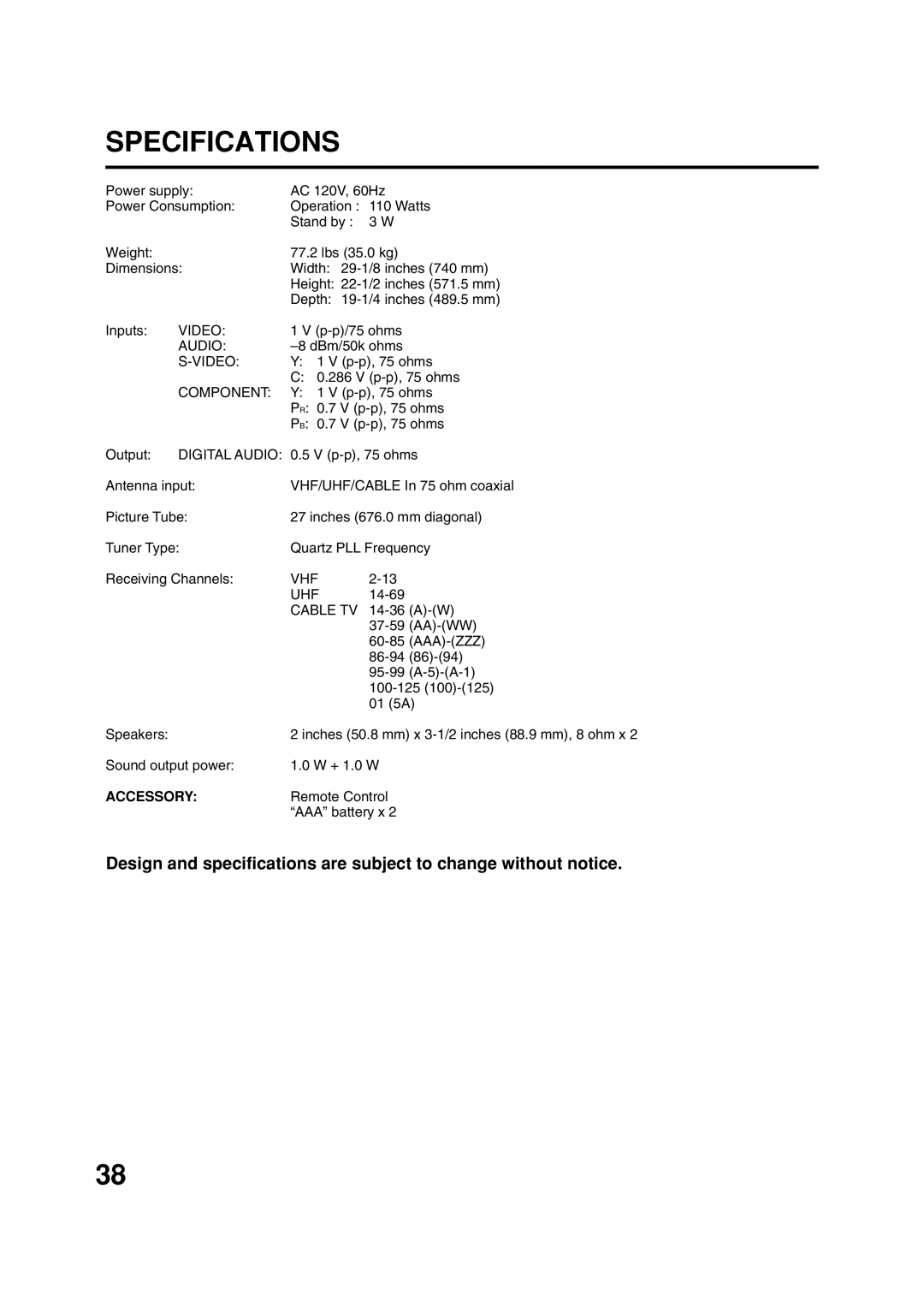 ILO DTV2784 owner manual Accessory 