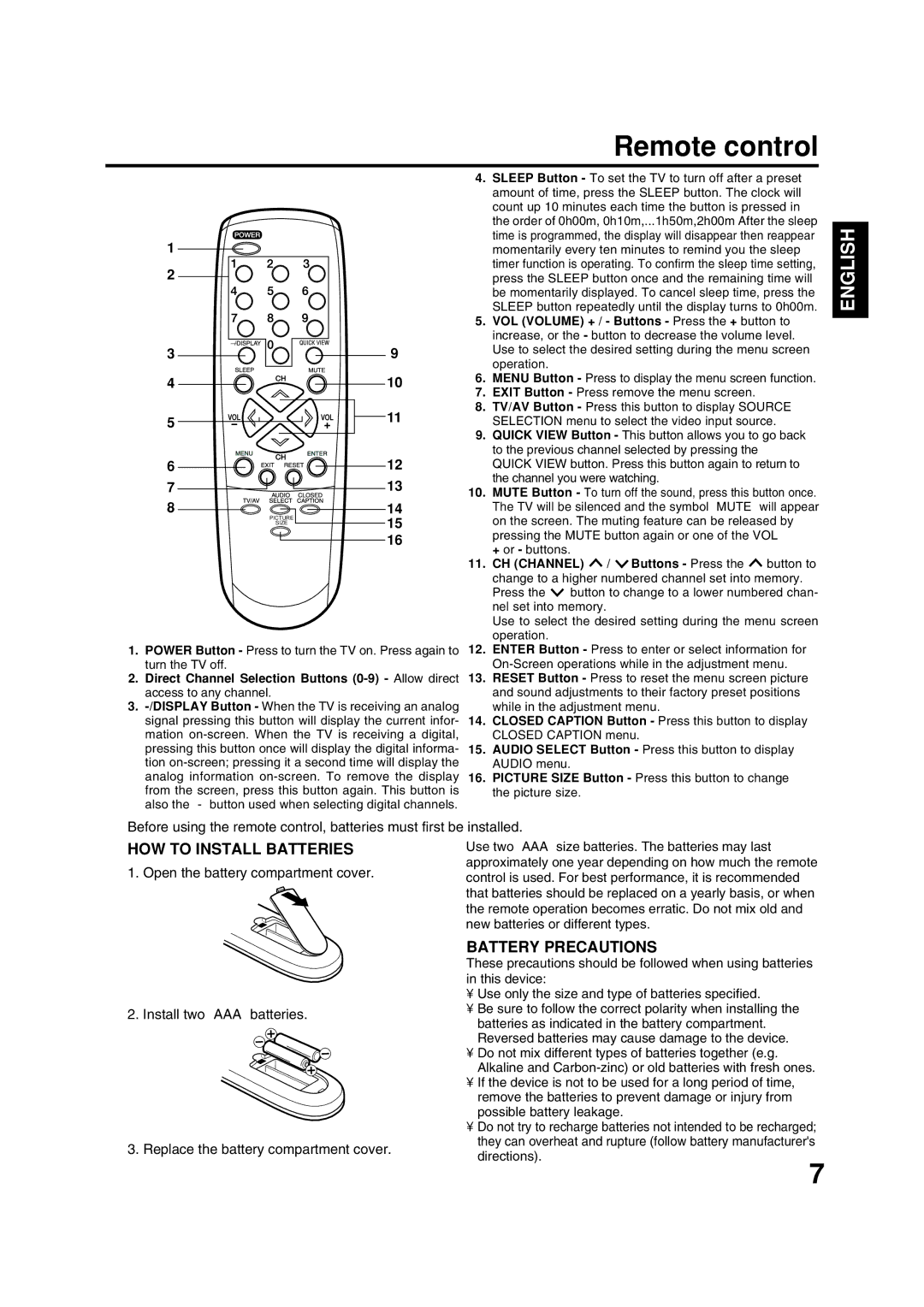 ILO DTV2784 owner manual Remote control, Count up 10 minutes each time the button is pressed 