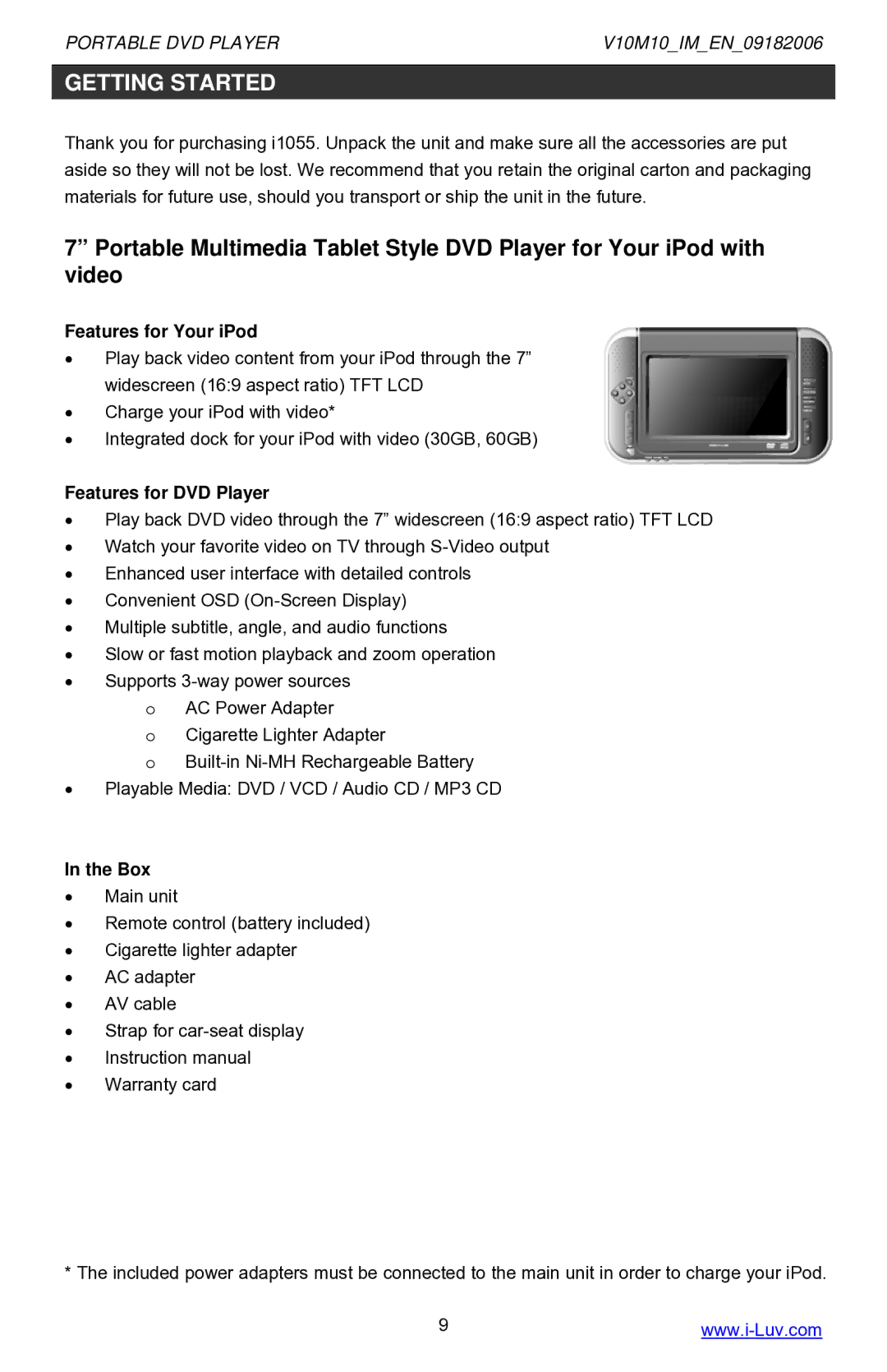 Iluv i1055 instruction manual Features for Your iPod 