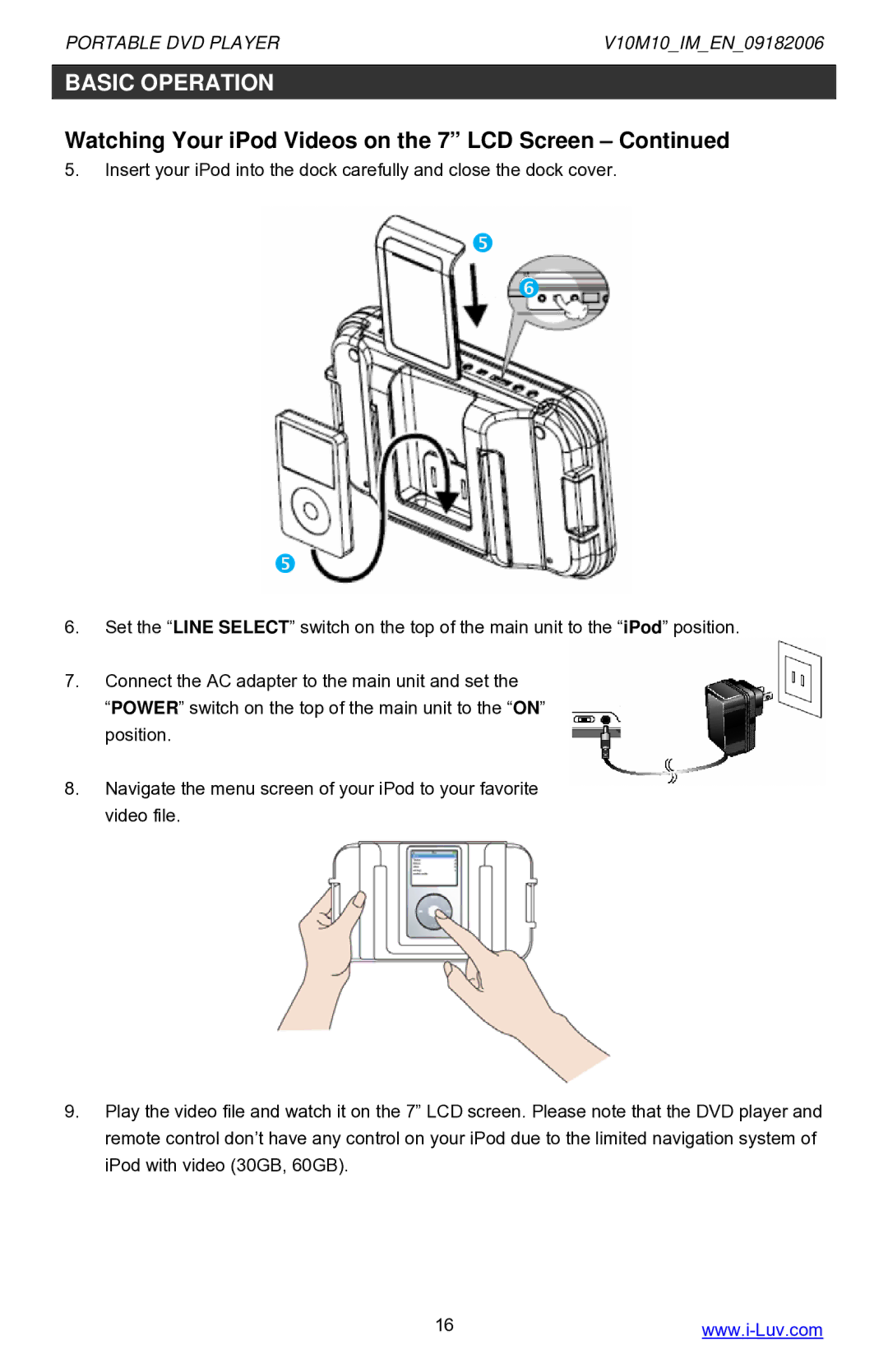 Iluv i1055 instruction manual Basic Operation 