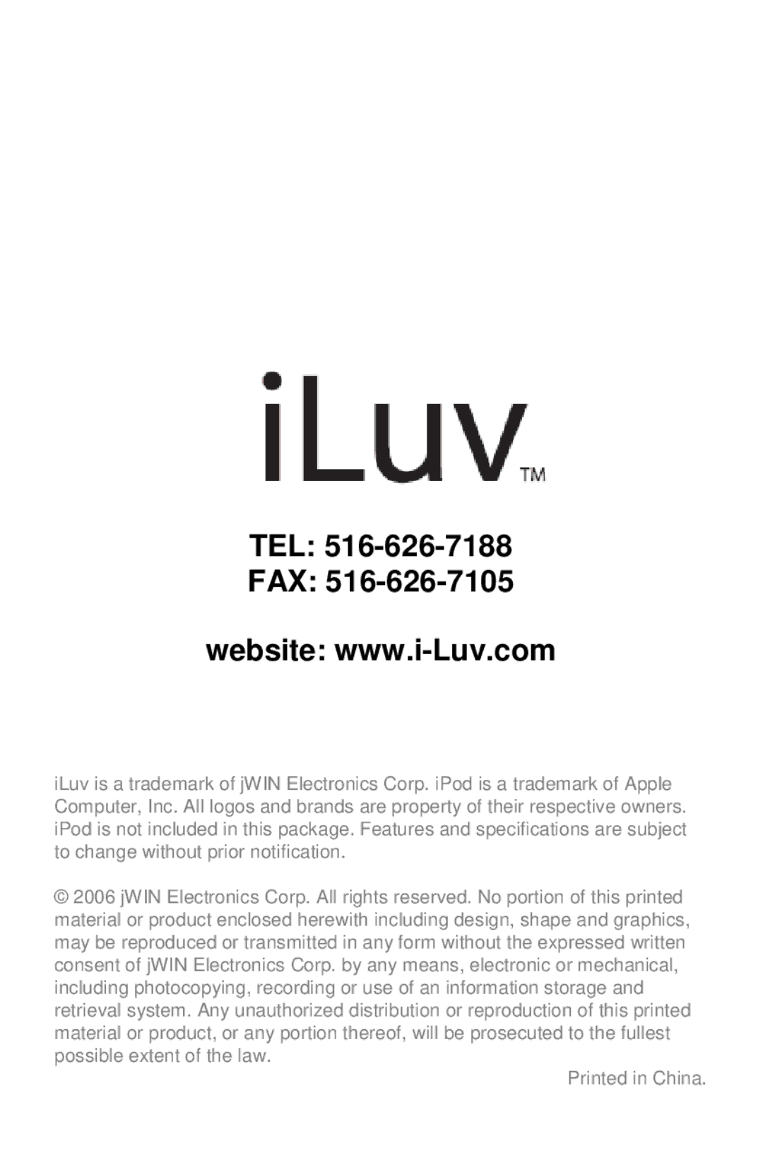 Iluv i109 instruction manual Tel Fax 