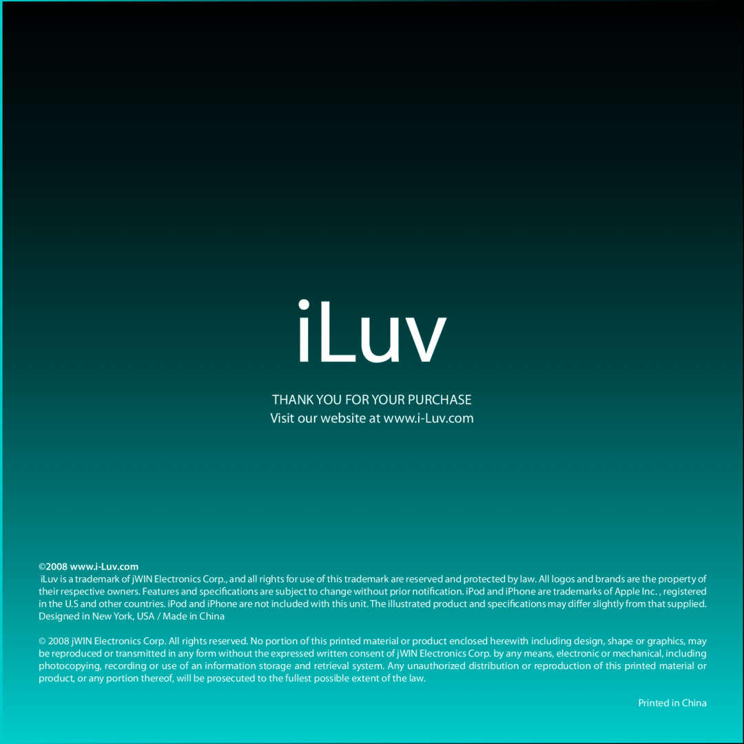 Iluv I177 instruction manual Thank You For Your Purchase 
