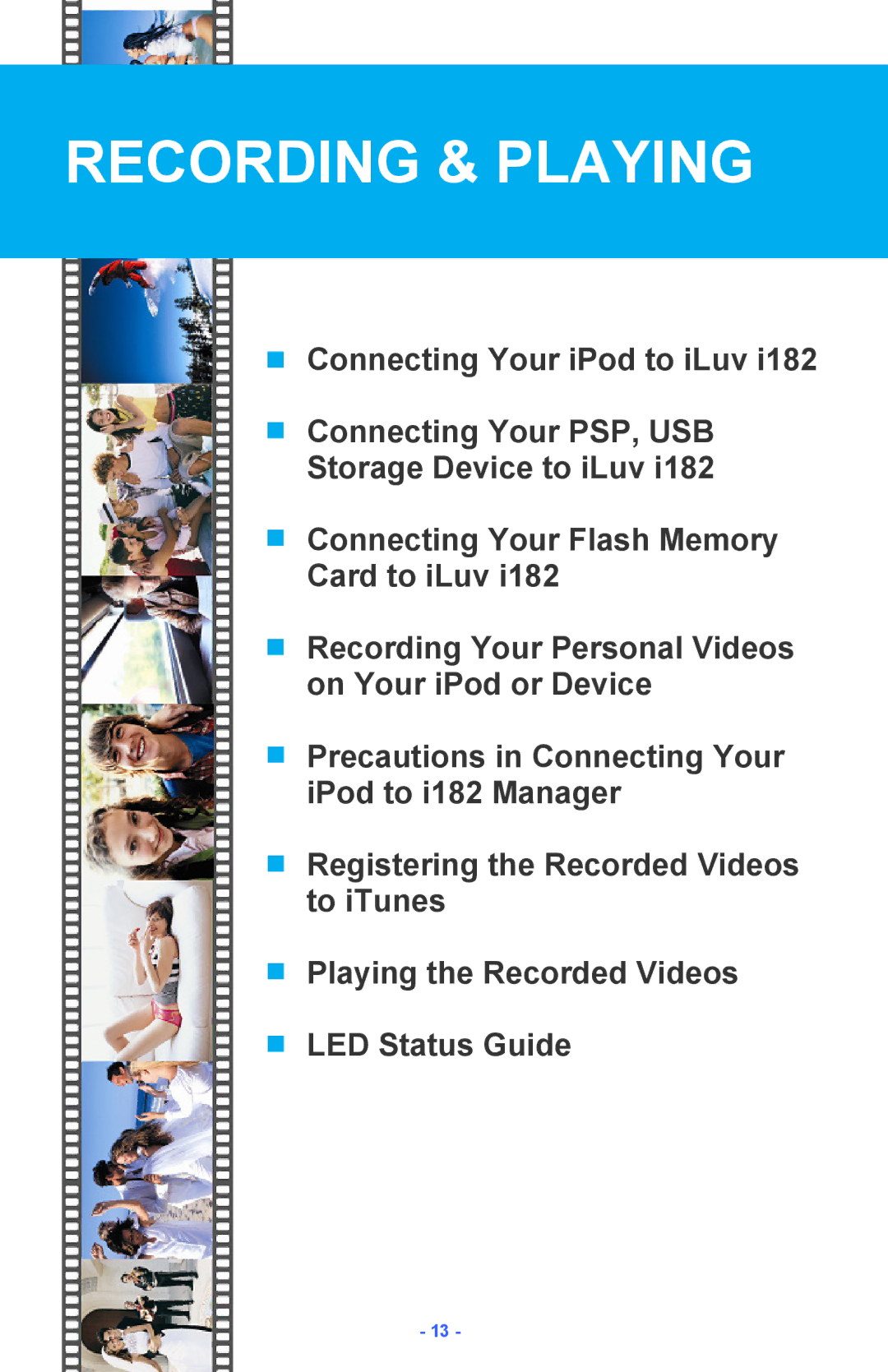 Iluv i182 instruction manual Recording & Playing 