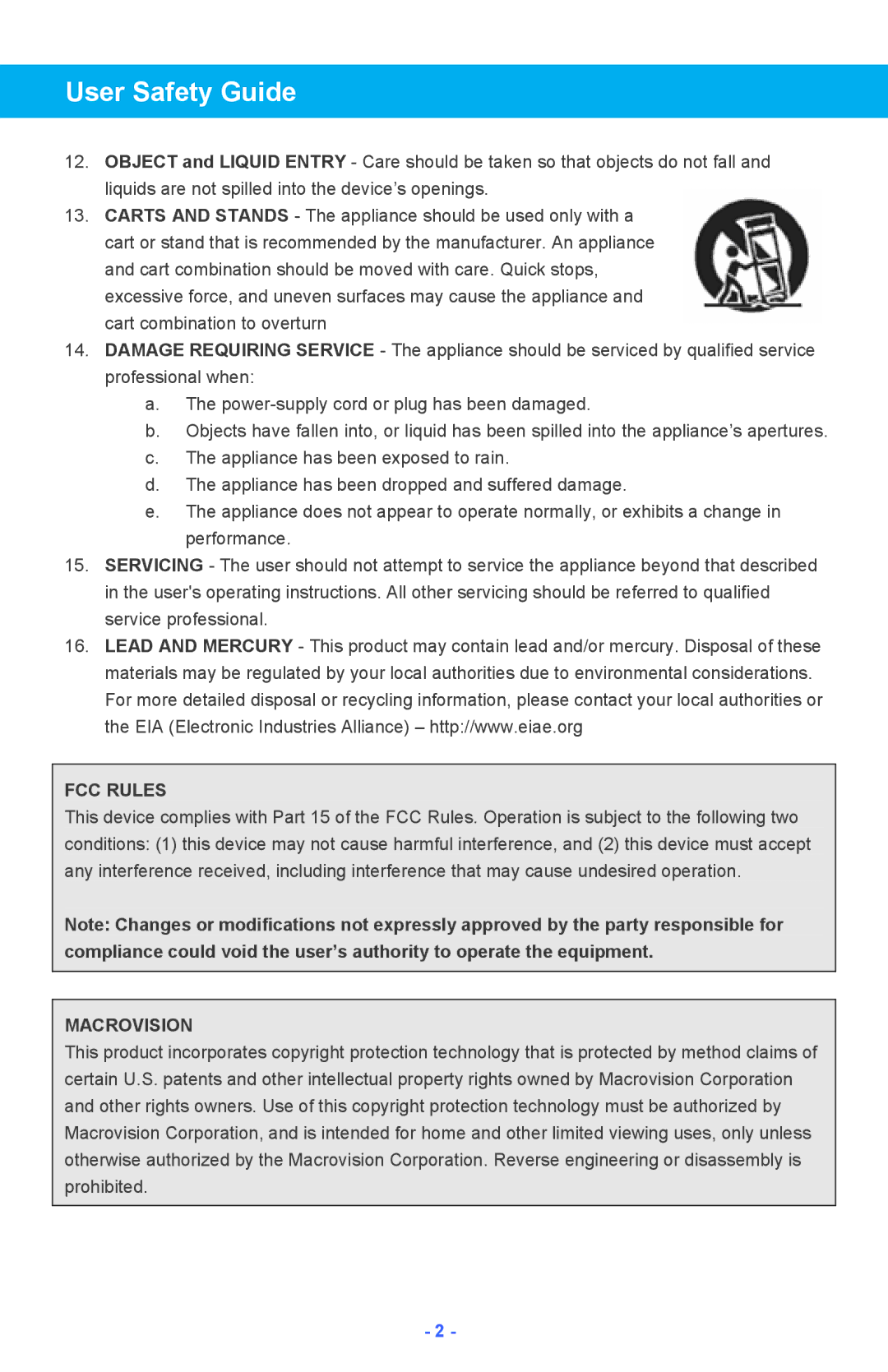 Iluv i182 instruction manual FCC Rules 