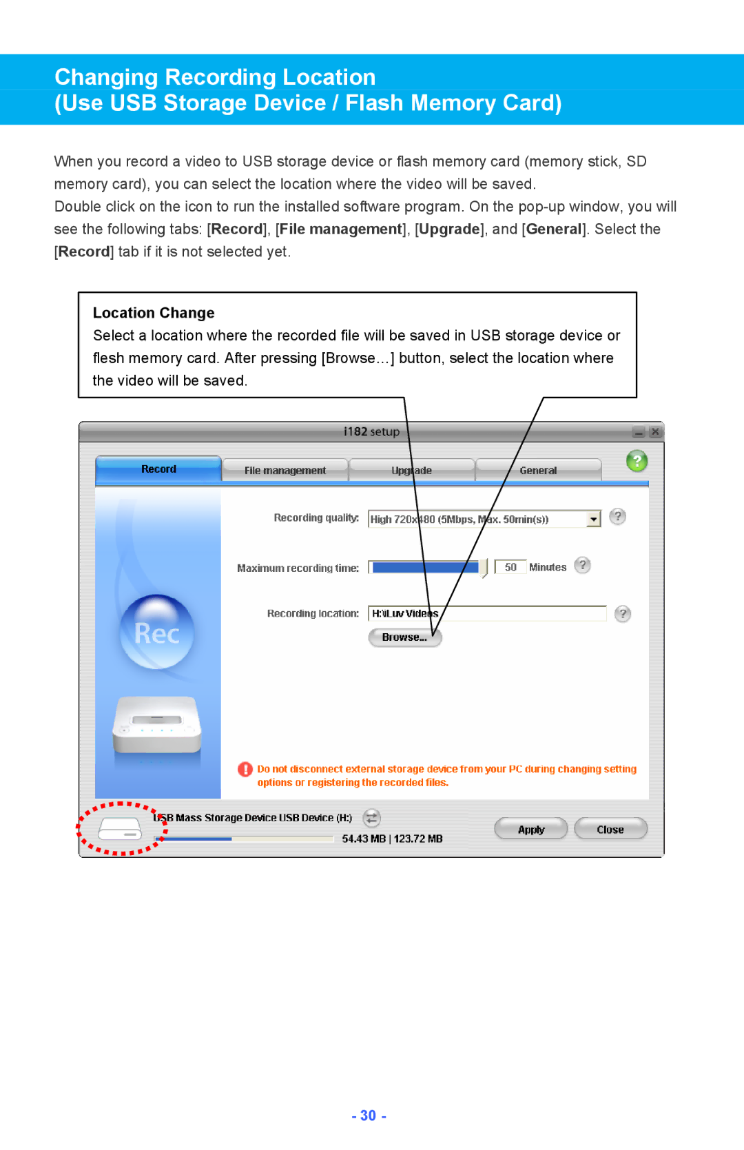 Iluv i182 instruction manual Location Change 