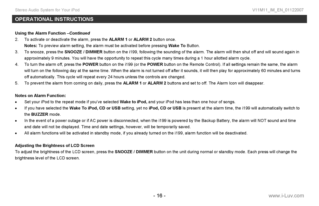 Iluv i199 instruction manual Adjusting the Brightness of LCD Screen 