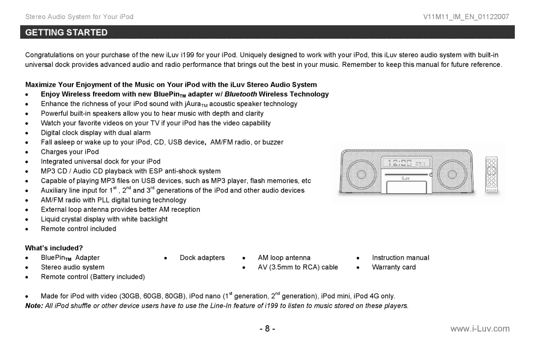 Iluv i199 instruction manual Getting Started, What’s included? 