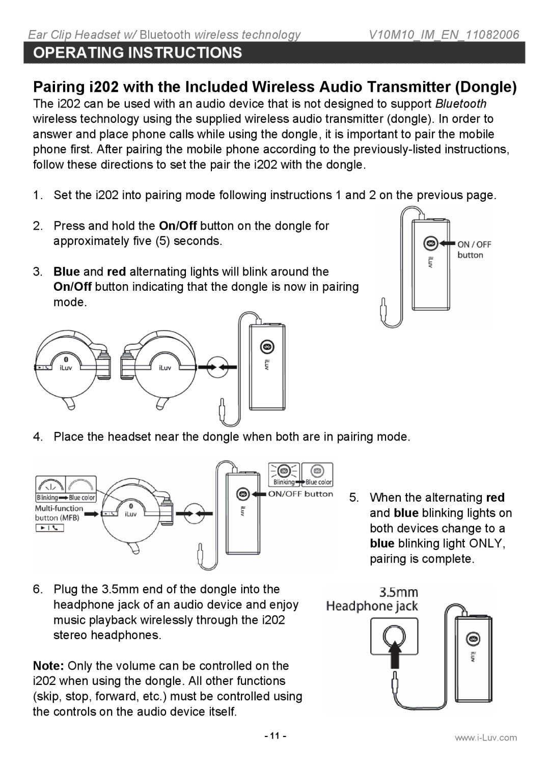 Iluv i202 instruction manual Operating Instructions 