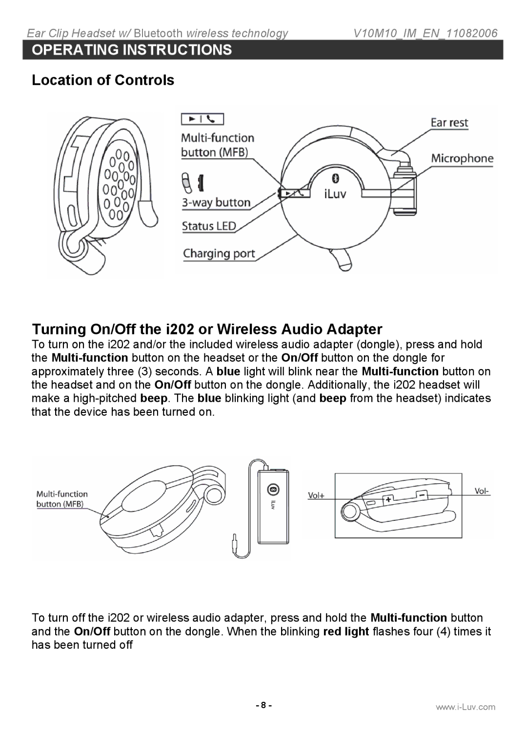 Iluv i202 instruction manual Operating Instructions 