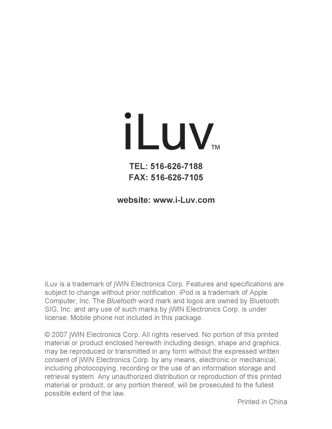 Iluv ii322 instruction manual Tel Fax 