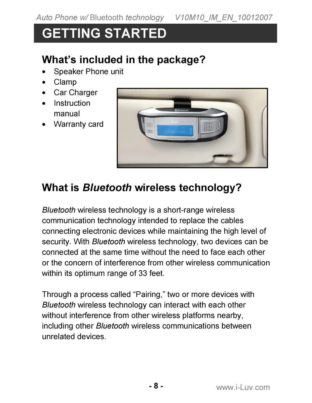 Iluv ii322 instruction manual What’s included in the package?, What is Bluetooth wireless technology? 