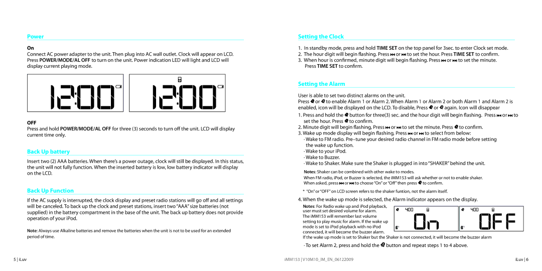 Iluv IMM153 instruction manual Operational Instructions 