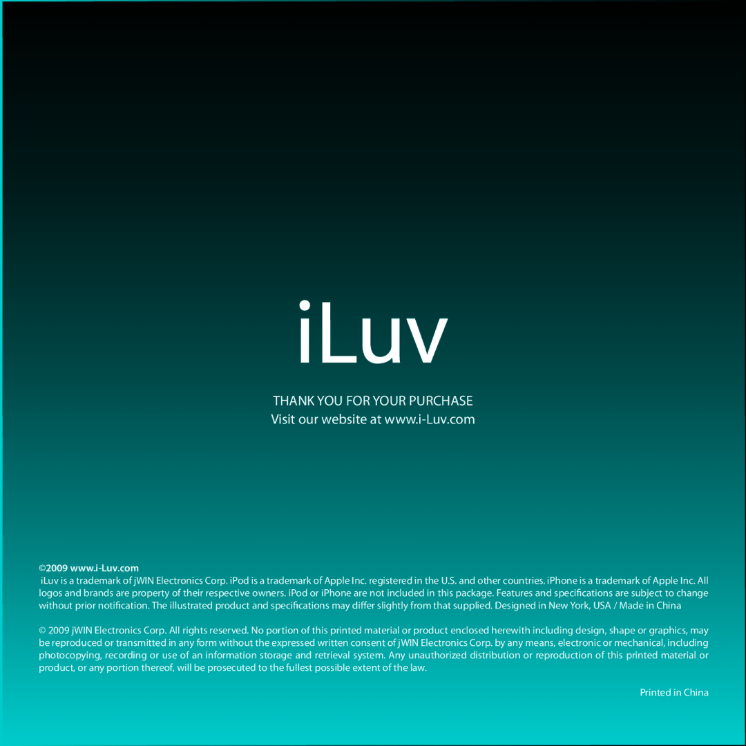 Iluv IMM173 instruction manual Thank YOU for Your Purchase 