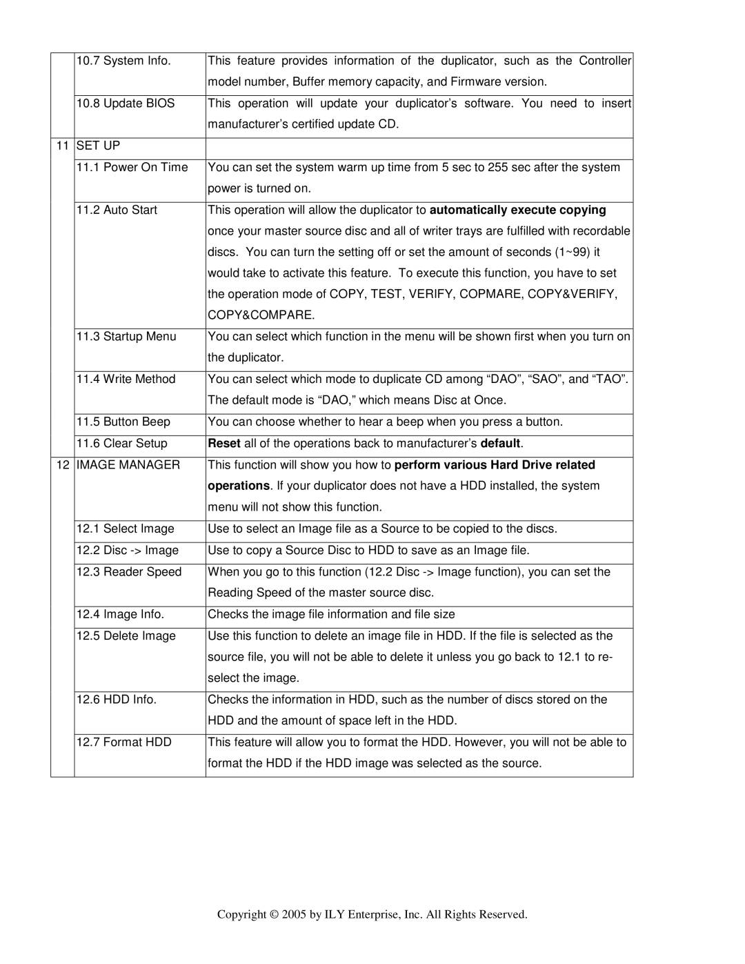 ILY Enterprise CD/DVD Duplicator user manual Set Up, Image Manager 