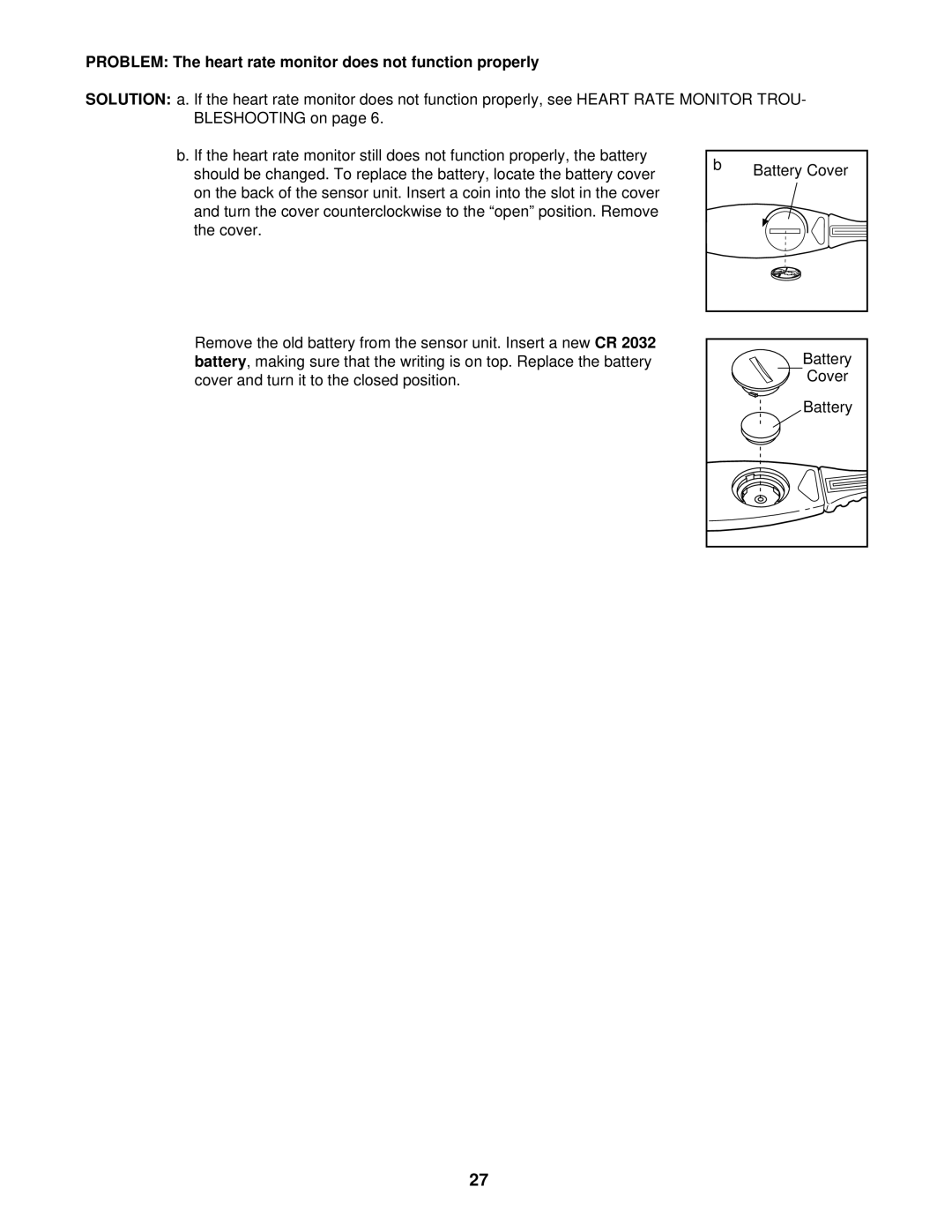 Image 10.8QL user manual Problem The heart rate monitor does not function properly 