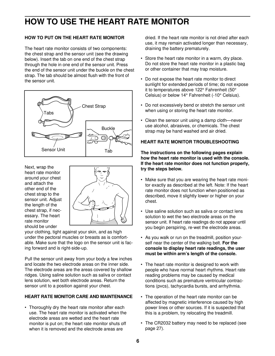 Image 10.8QL HOW to USE the Heart Rate Monitor, HOW to PUT on the Heart Rate Monitor, Heart Rate Monitor Troubleshooting 